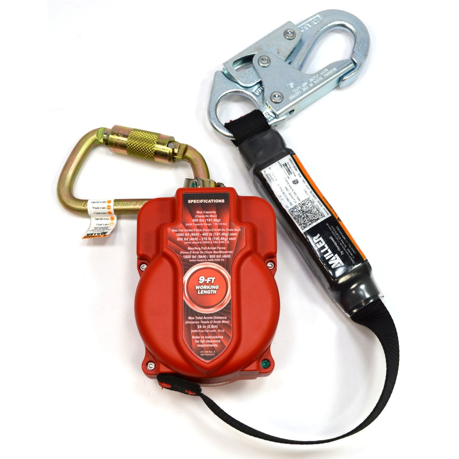 Honeywell Miller Turbo Lite Fall Limiter No. MFL 1 Z7/9FT - Complete Safety Harness Kit for Construction & Roofing Work | OSHA Compliant Fall Protection Gear