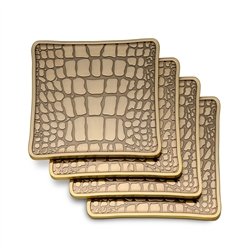 L'Objet Crocodile Coaster Set of 4 - Elegant Drink Coasters for Glasses & Mugs - Perfect for Home Bar, Coffee Table & Dining Table Decor