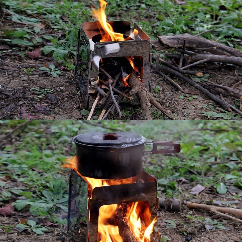 Portable Folding Wood Camping Stove - Lightweight Backpacking Stove for Outdoor Cooking, Hiking, Picnics & Survival Gear | Compact & Convenient for Camping, Garden & Emergency Use