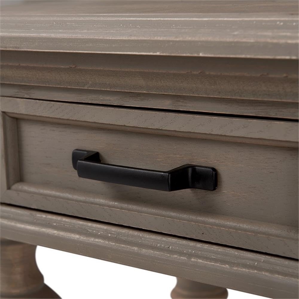 Finch Cassatt Entryway Tall Side Table with Storage Drawer - Curved Wood Legs in Antique Gray - Perfect for Hallway, Living Room & Bedroom Organization