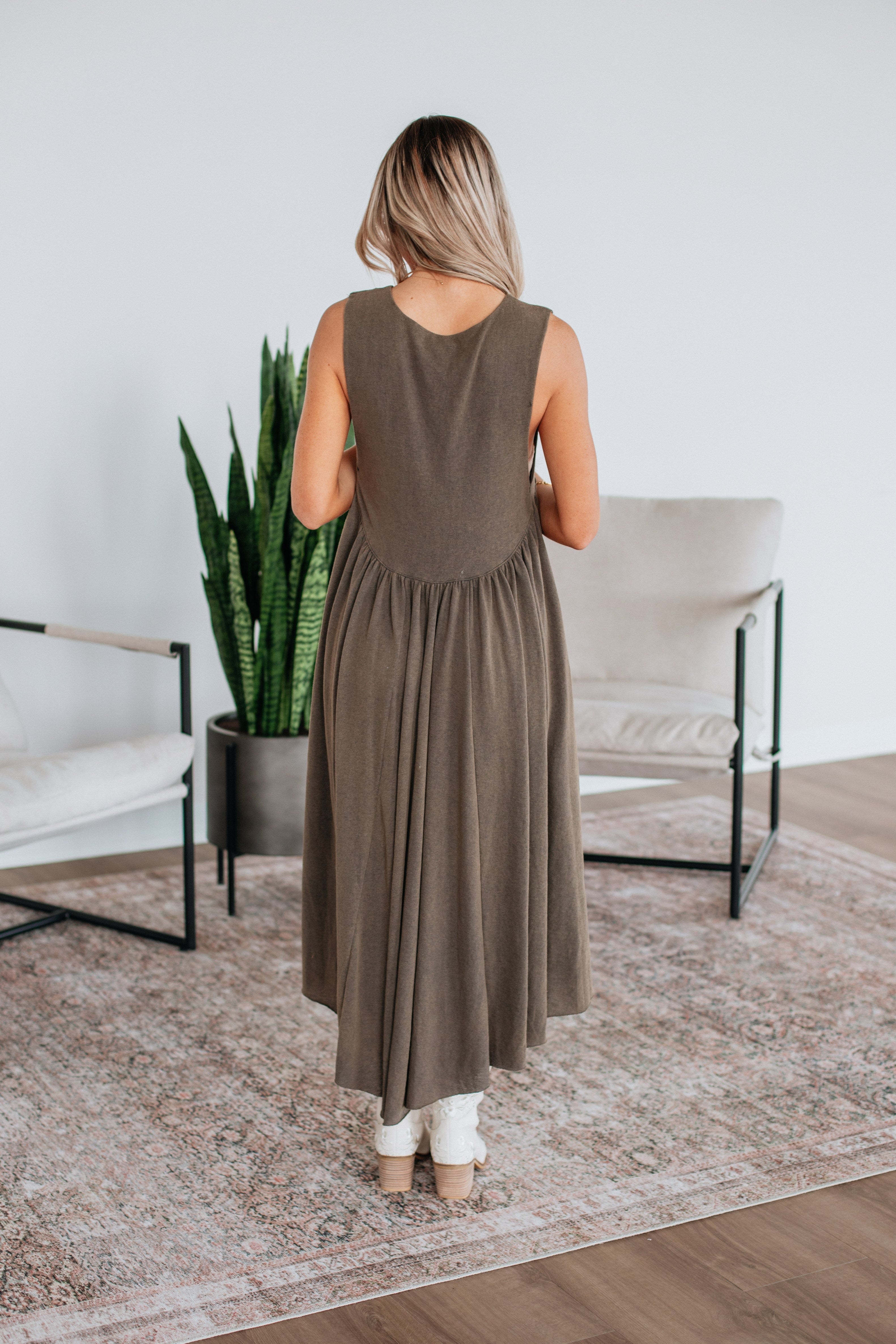 Ariella Midi Dress in Ash - Elegant Casual & Party Wear for Women | Perfect for Office, Date Night & Special Occasions