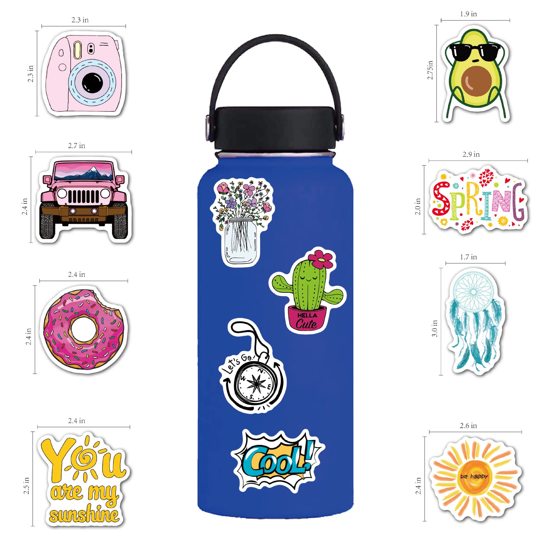 100 Pcs Waterproof Vinyl Stickers - Cute Animal, Floral & Nature Designs - Perfect for Laptop, Phone, Luggage Decoration - Great for Party Favors, Goodie Bags & DIY Crafts - Positive Vibe Motivational Stickers for Kids & Adults