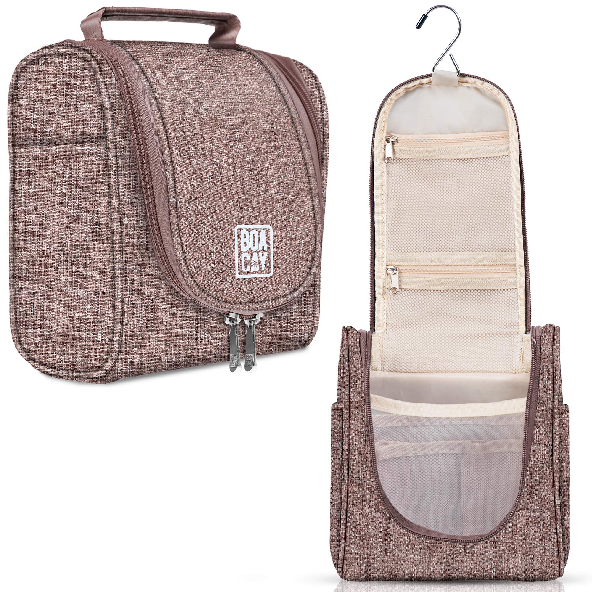 BOACAY Small Hanging Travel Toiletry Bag for Women & Men - Waterproof Makeup Organizer with Hooks - Perfect for Cosmetics, Bathroom Essentials & Travel Accessories - Ideal for Camping, Gym, Business Trips & Vacation Packing