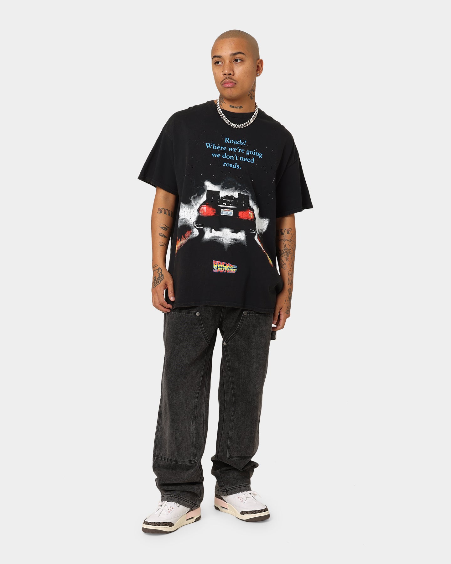 Vintage Back To The Future Movie T-Shirt - Washed Black Cotton Tee - Retro 80s Inspired Graphic Tee - Perfect for Movie Fans, Cosplay, and Casual Wear