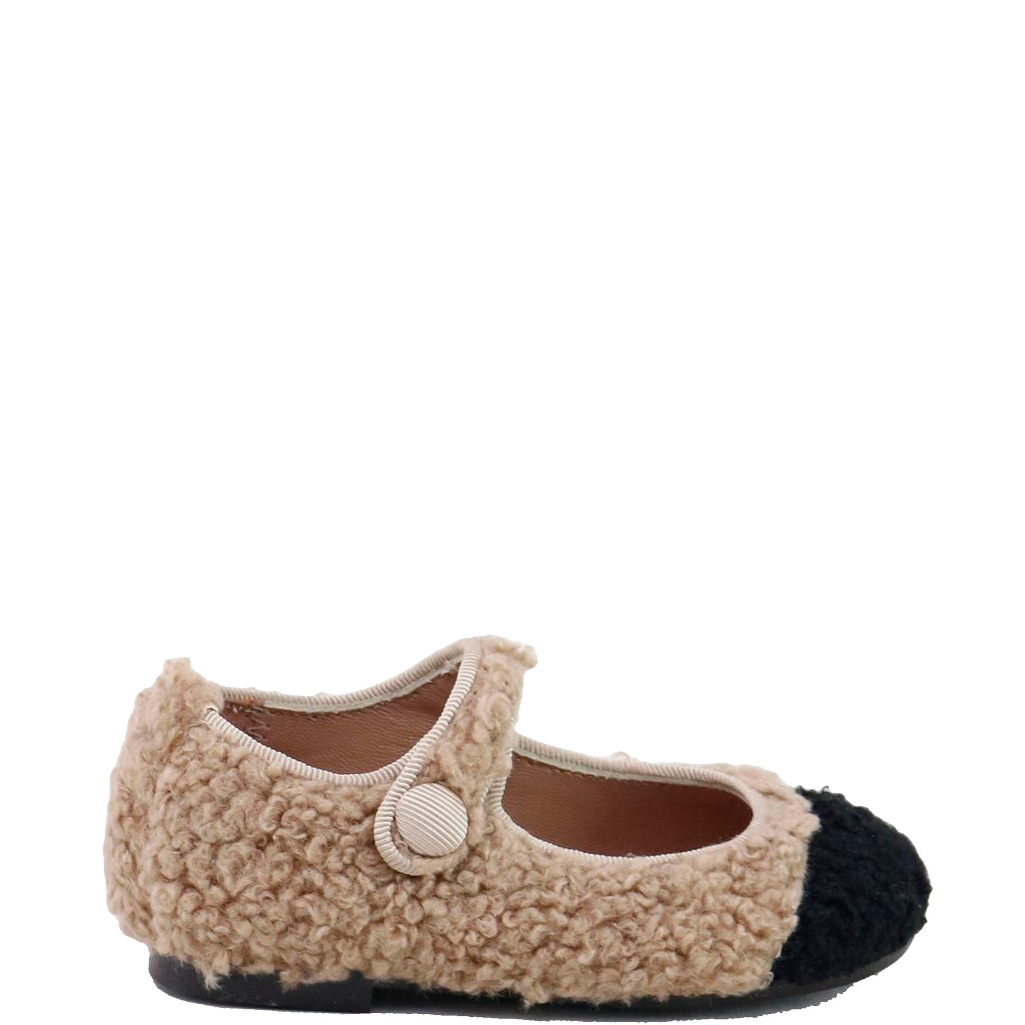 Camel & Black Shearling Captoe Mary Jane Shoes for Women - Comfortable & Stylish Winter Booties for Casual Outfits & Office Wear