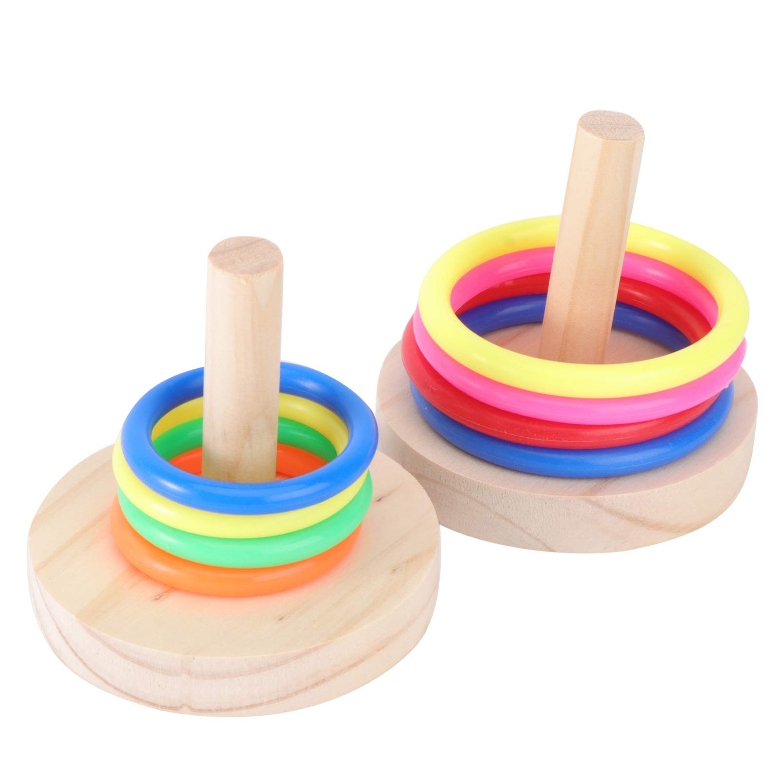 Balacoo 2-Pack Parrot Ring Toss Toys - Wooden & Plastic Bird Training Chew Toys for Intelligence Development | Interactive Pet Bird Supplies for Playtime & Mental Stimulation
