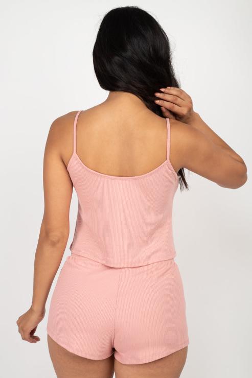 Women's Ribbed Strappy Top & Shorts Set - Sexy Summer Outfit for Beach, Party & Vacation