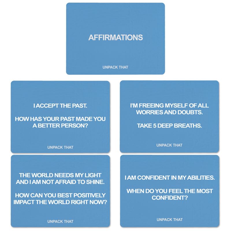 Affirmations Deck - 50 Positive & Mindful Question Cards for Self-Care, Family Bonding & Friends | Daily Motivation, Therapy Tools, Mindfulness Practice & Group Activities