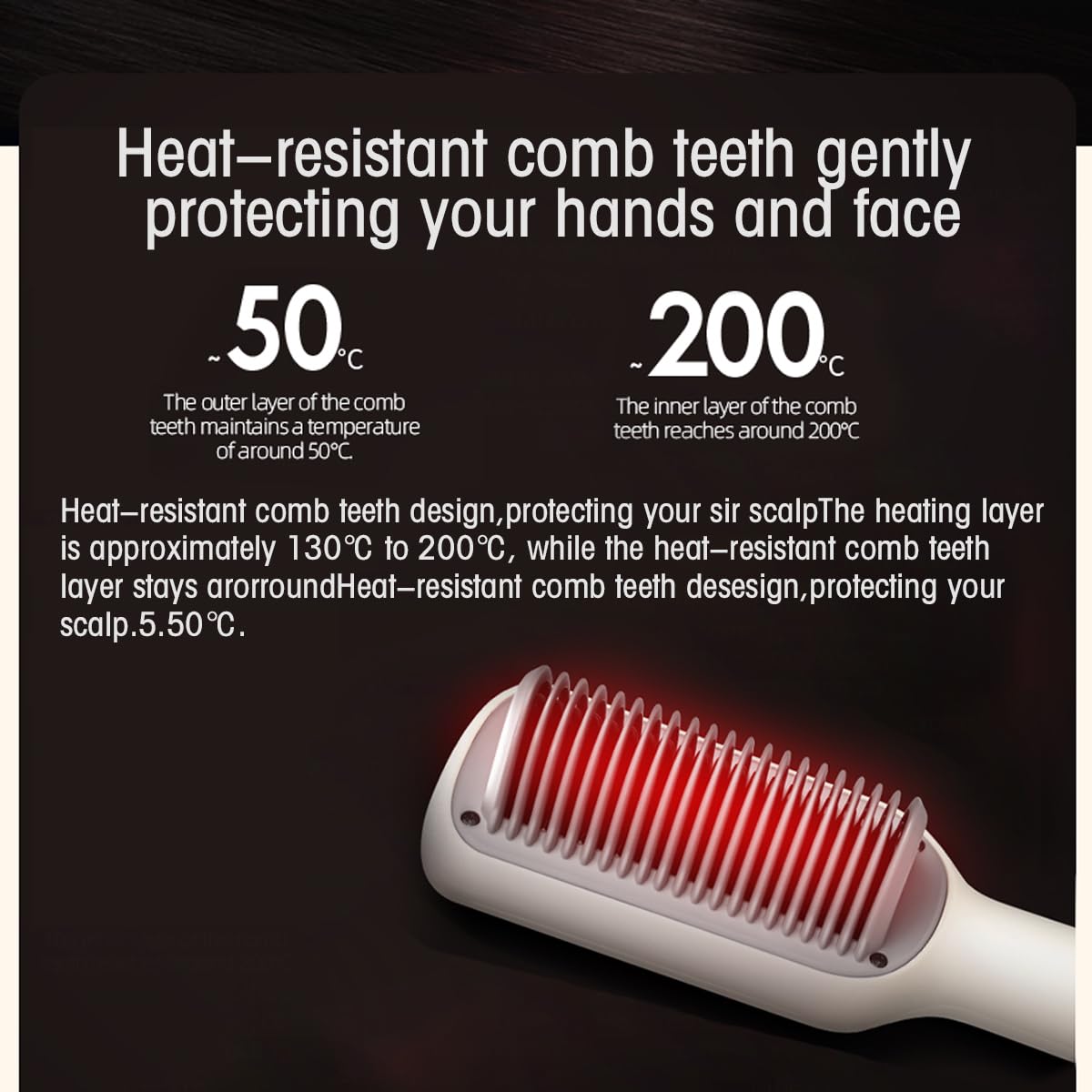 **Professional Hair Straightener Brush - Fast Heating 3-Speed Temperature Adjustable Styling Comb for Frizz-Free Smooth Hair - Perfect for Home, Travel & Salon Use**
