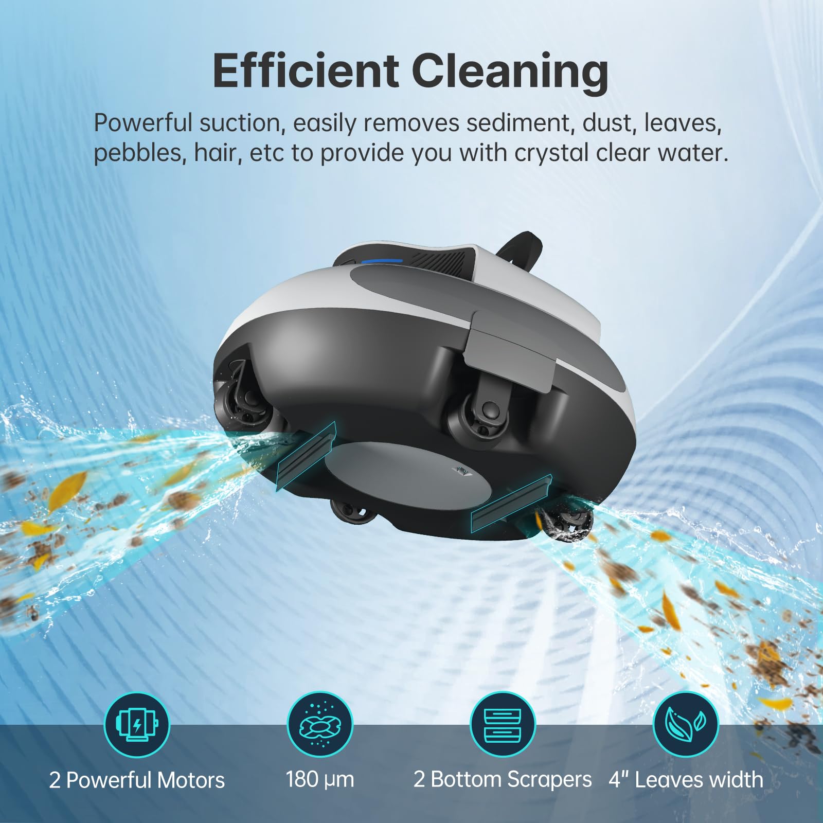 POOLPURE Cordless Robotic Pool Vacuum Cleaner - 2 Hour Runtime, Self-Parking, Dual-Motor, Automatic for In-Ground & Above Ground Pools up to 40ft | Perfect for Weekly Pool Maintenance & Leaves-Free Cleaning