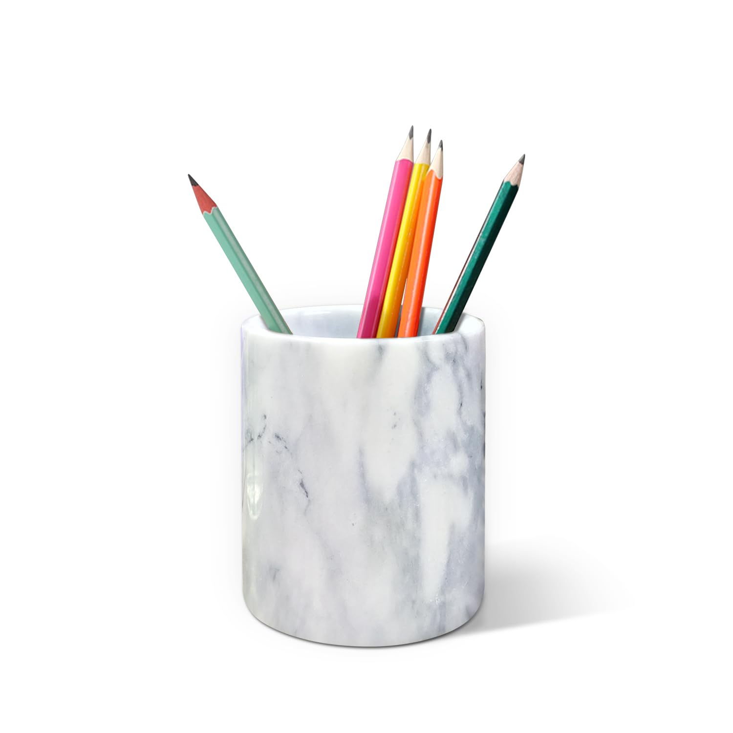 Marble Pencil Holder & Makeup Brush Organizer - Stylish Desk Accessory for Home & Office, Durable Marble Pattern Cup for Kids, Perfect Gift Idea (Gray) | Great for School Supplies, Cosmetics & Office Organization
