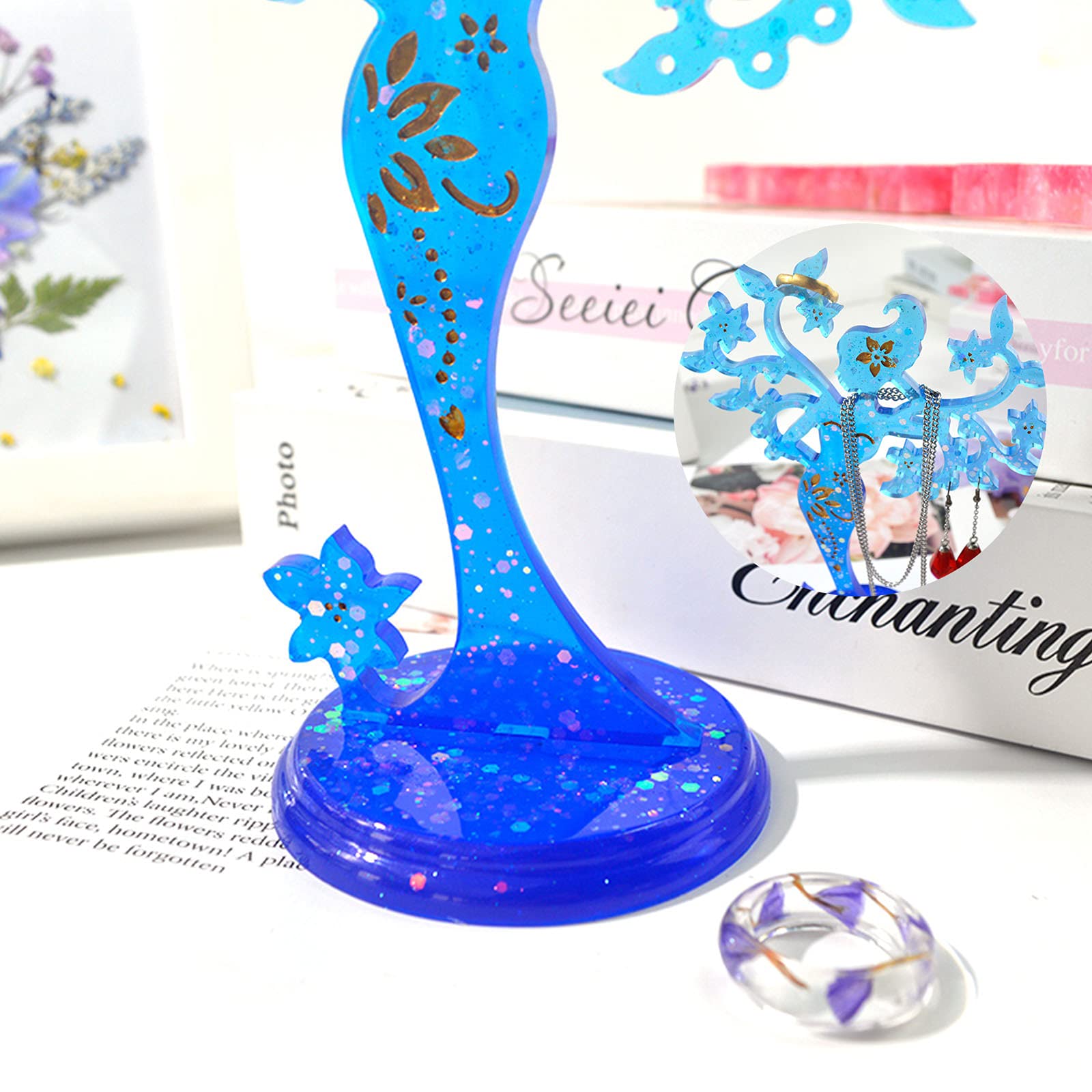 Epoxy Resin Jewelry Organizer Molds - Silicone Necklace Holder & Earring Display Stand for DIY Craft, Jewelry Storage Rack - Perfect for Home Decor, Gift Making, and Handmade Jewelry Display