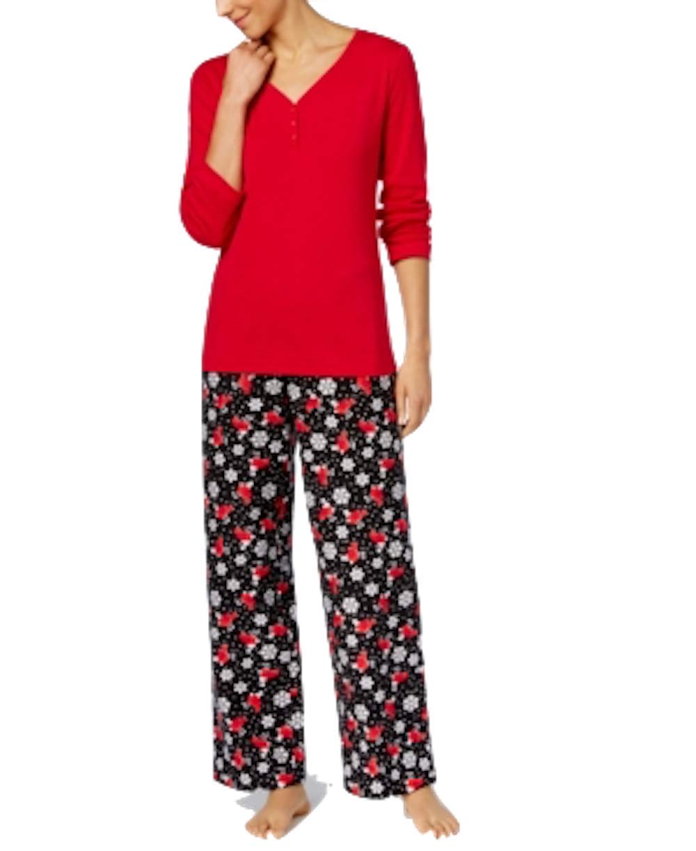 Charter Club Women's Flannel Mix It Top & Printed Pants Pajama Set - Cozy Sleepwear for Winter Nights & Lounging at Home