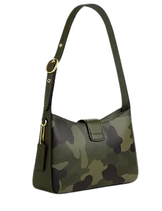 Coach Eliza Camo Print Zipper Shoulder Bag for Women - Stylish Crossbody Purse for Work, Travel & Everyday Use