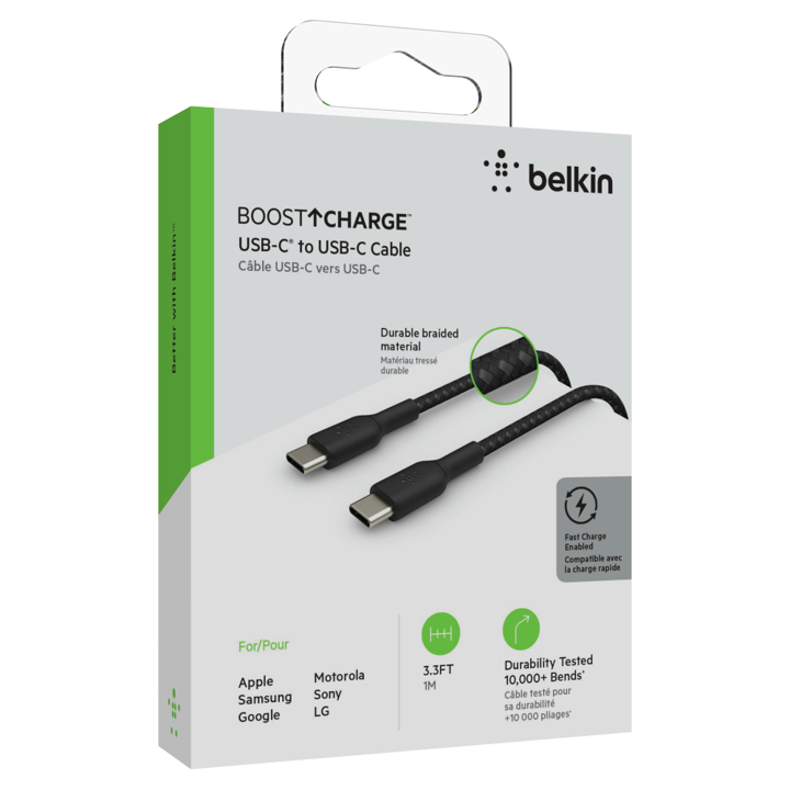 Belkin USB C to USB C Cable 1M (3.3ft) Braided Nylon Fast Charging & Data Sync - Perfect for MacBook, iPad Pro, Samsung Galaxy & More