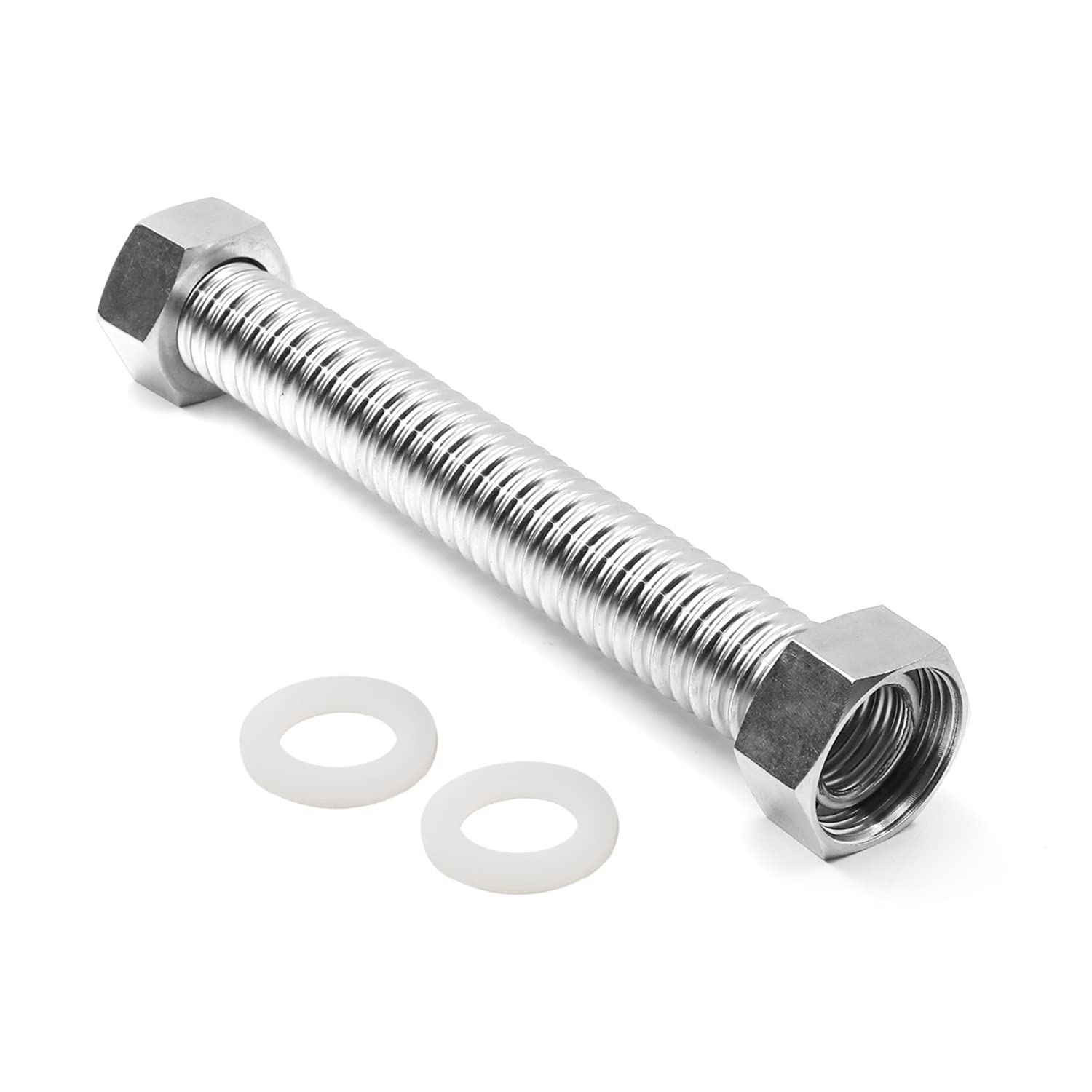MroMax 1 Inch Faucet Pipe Connector - 304 Stainless Steel Plumbing Fitting for Hot Water Heater & Bathroom Sink - 8 Inch Corrugated Flexible Connector (1 Pack) - Perfect for DIY Plumbing Repairs and Bathroom Renovations
