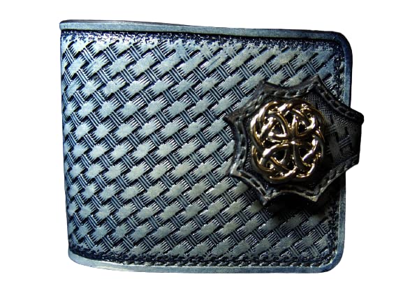 Blue Celtic Men's 3D Genuine Leather Bifold Wallet - Handmade Carved & Tooled Leather Wallet with Airbrush Art - Custom Personalized Gift for Men - Perfect for Everyday Use, Travel & Special Occasions