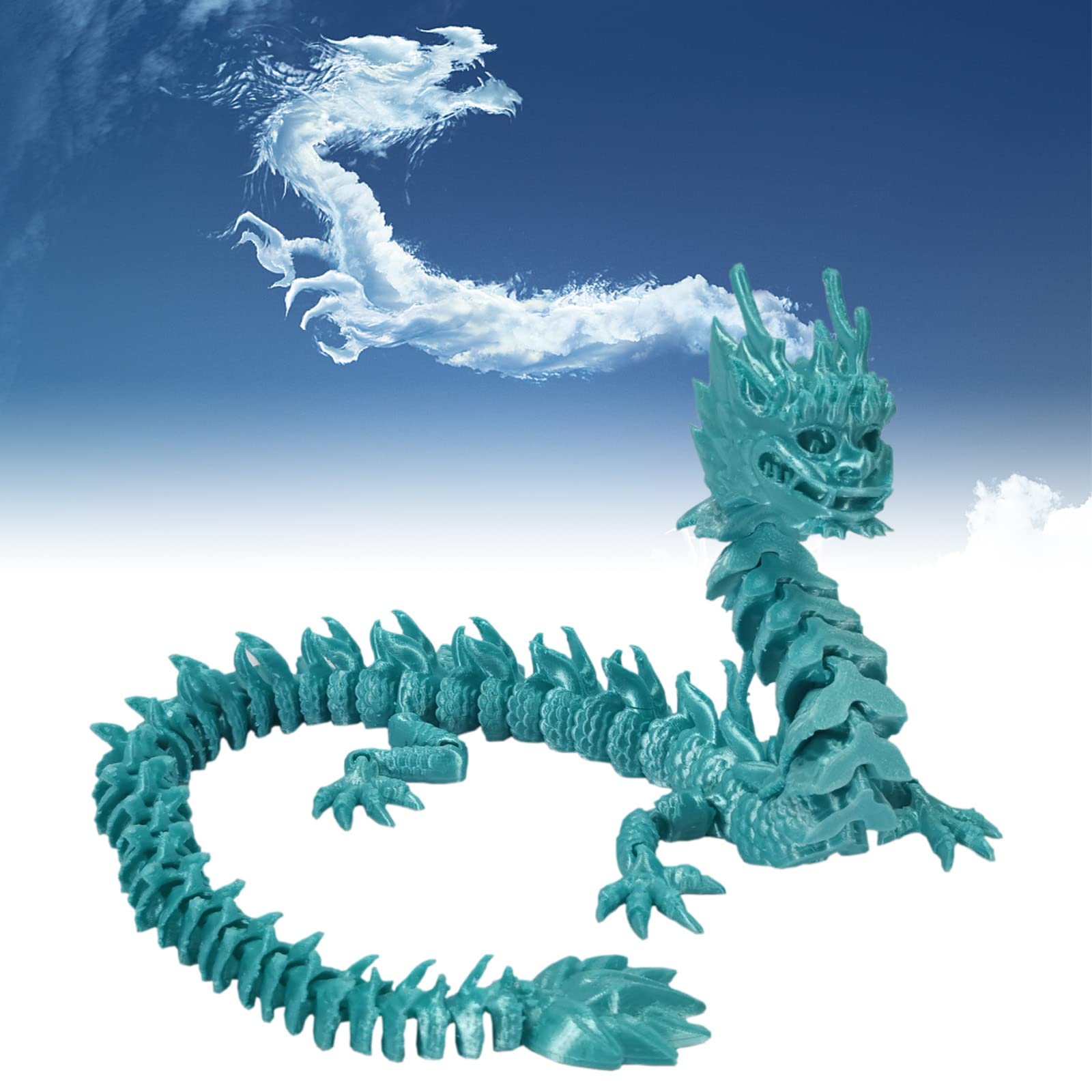 3D Printed Dragon Action Figure with Movable Joints - Collectible Relief Toy for Adults & Anxiety Relief - God of Liberty 21.7
