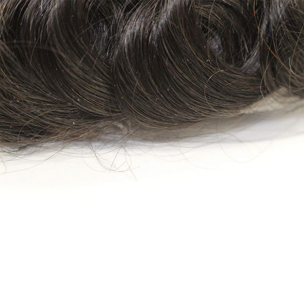 Men's Swiss Lace Human Hair Replacement System - Natural Black #1B Toupee Hairpiece for Hair Loss & Alopecia - Comfortable & Breathable for Daily Wear & Special Occasions