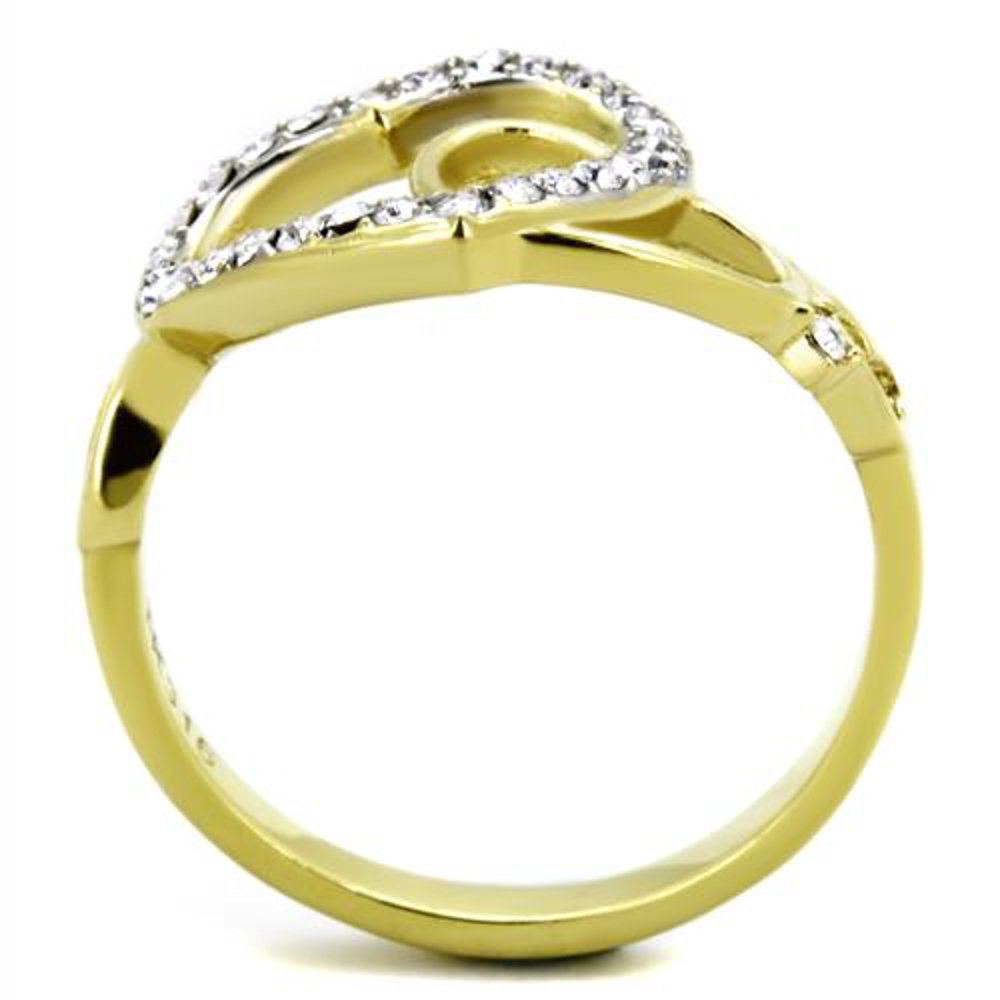 14K Gold Heart Crystal Ring for Women - Size 5-10 | Elegant Gift & Party Jewelry