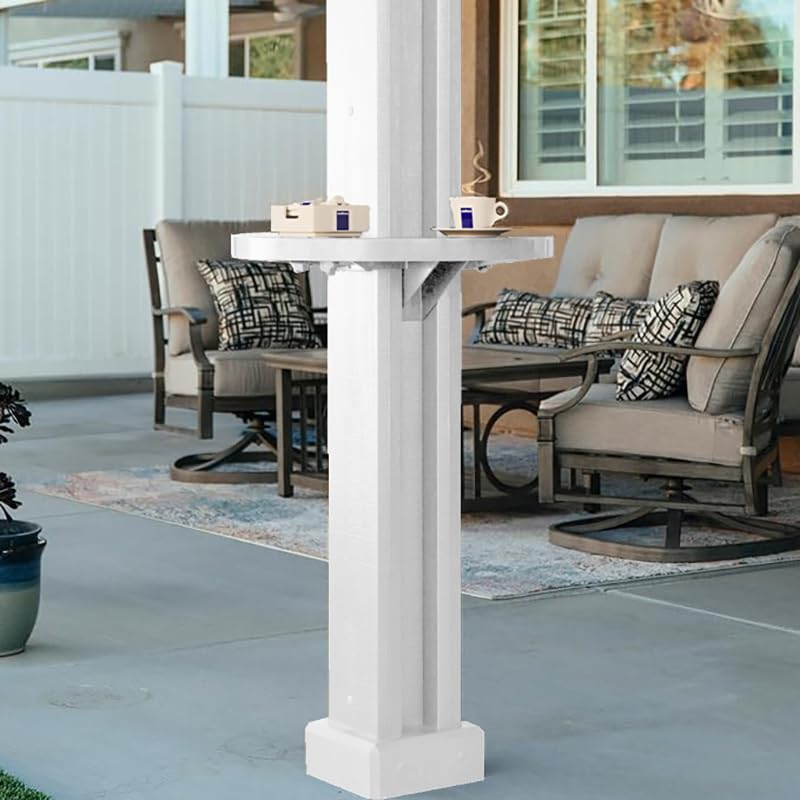 ALUMATABLE™ White Alumawood Patio Cover Post Table - Outdoor Dining & Entertaining Furniture for Backyard, Deck, and Garden