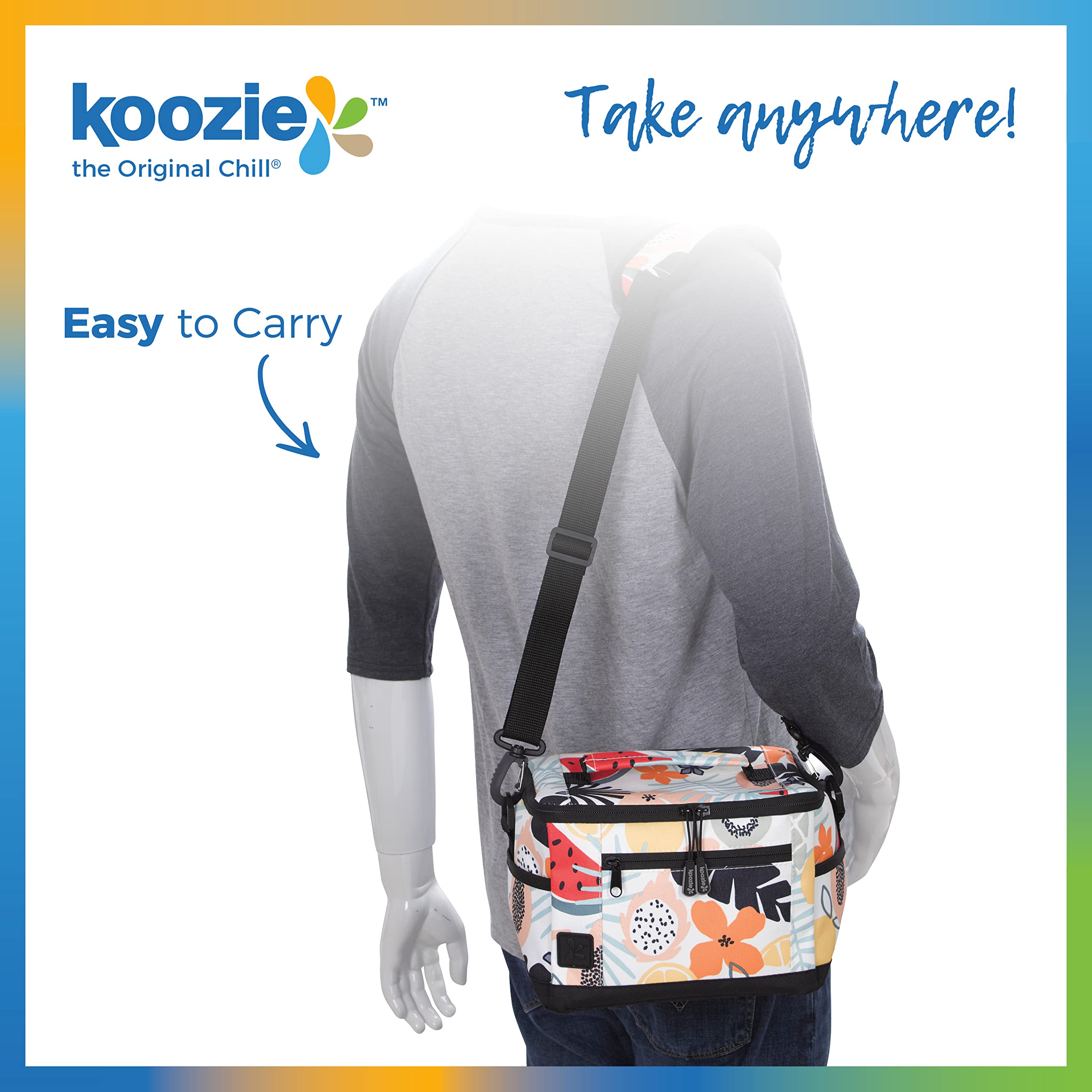 KOOZIE Small Insulated Lunch Cooler Bag - 6 Can Soft-Sided Collapsible Lunch Box for Women, Portable for Work, Camping, Beach, Travel, Picnics, and Outdoor Adventures