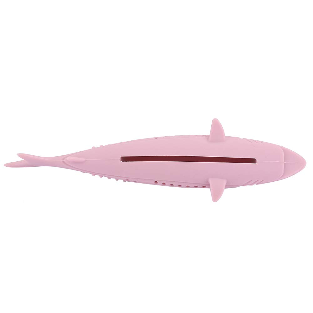 Silicone Cat Toothbrush Toy with Catnip - Soft, Durable & Bite-Resistant Fish-Shaped Dental Chew for Teeth Cleaning | Easy to Clean Cat Dental Care Toy for Home Use (Pink) | Perfect for Indoor Play & Oral Hygiene