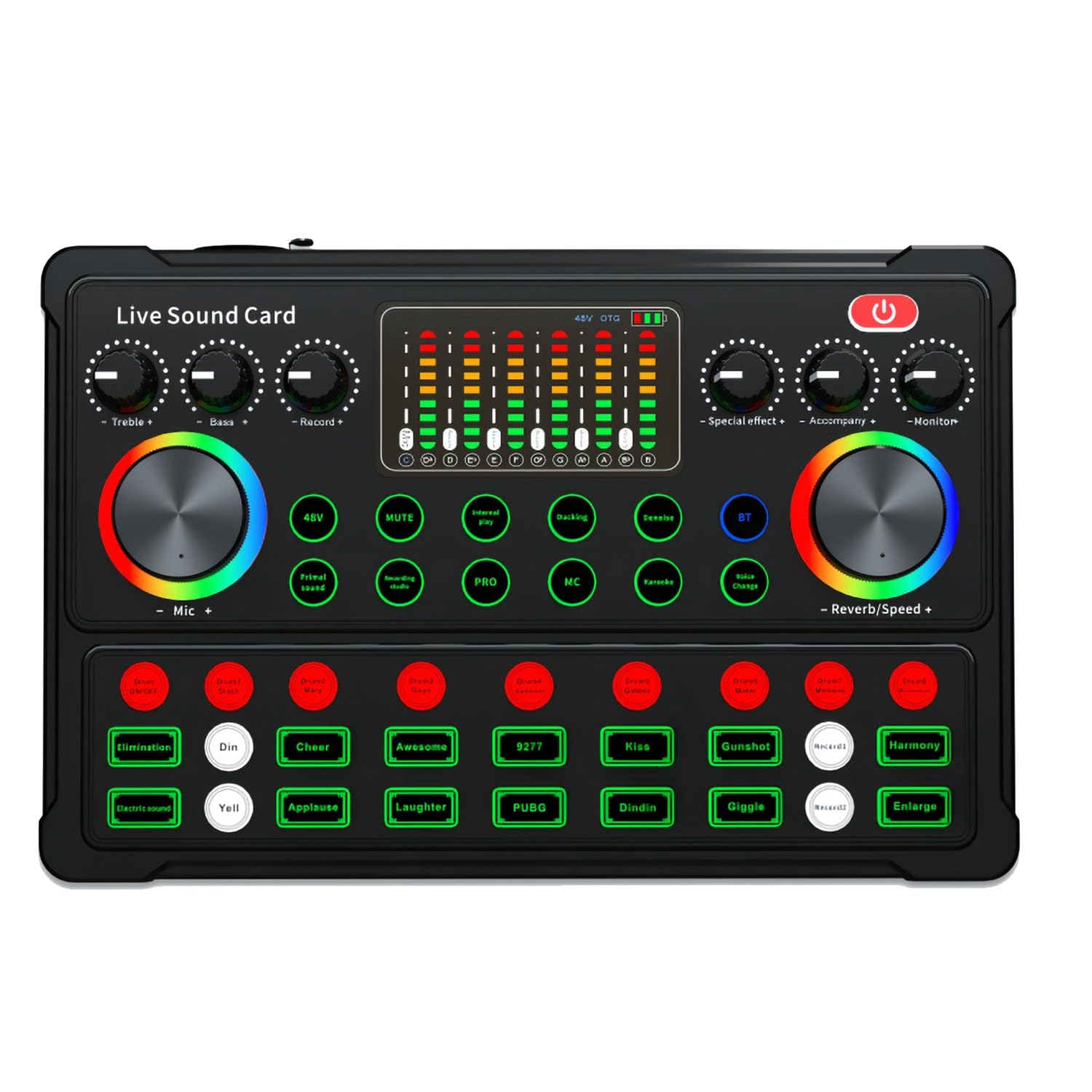 Kahdsvby M3 RGB LED External USB Sound Card - No Bluetooth, Noise Reduction Mixer for Live Singing & Recording | PC/Mac Studio Streaming, Podcasting, Karaoke, Gaming Audio Setup