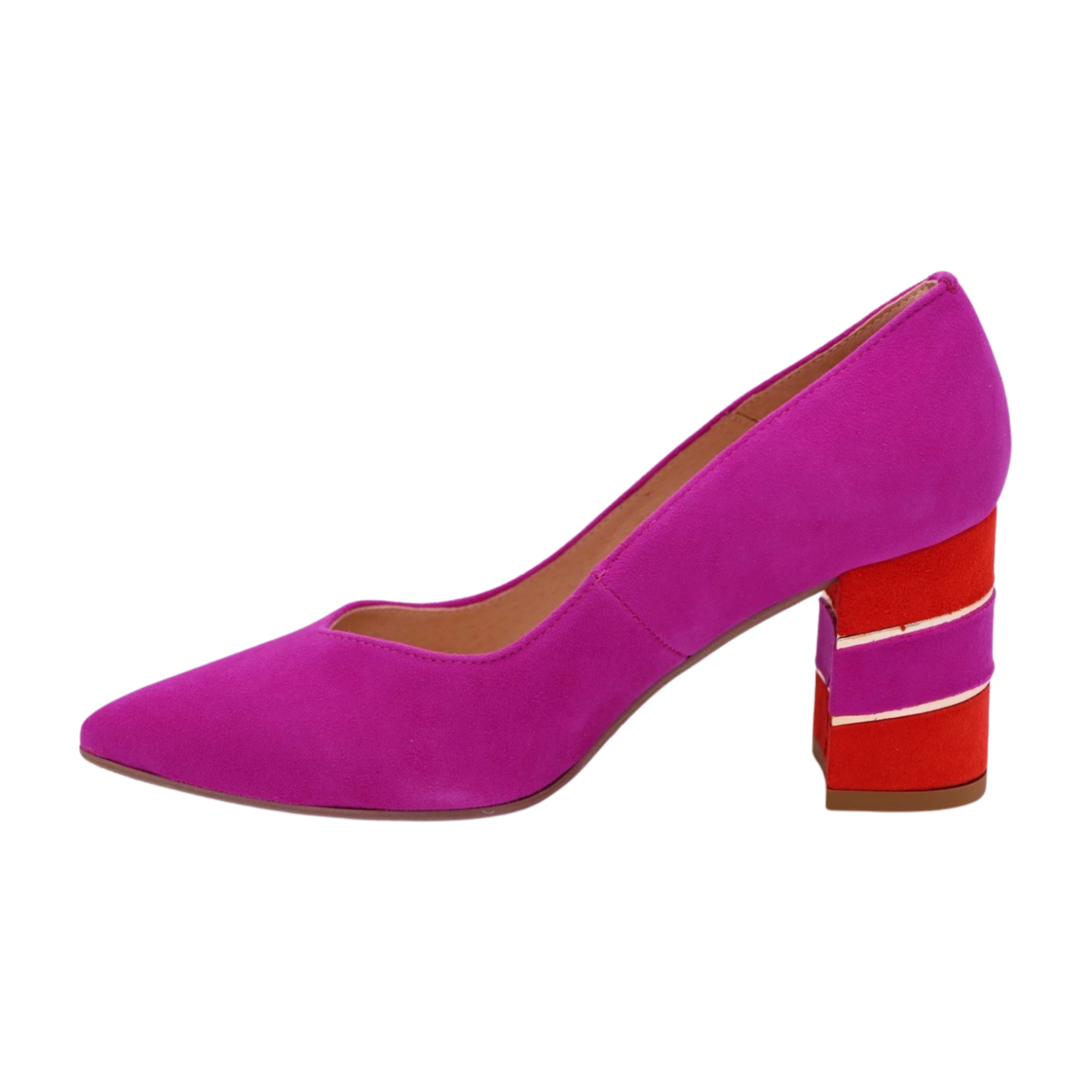 FABUCCI Women's Pink Suede Block Heel Pumps - Comfortable Mid Heel Dress Shoes for Wedding, Party & Office Wear