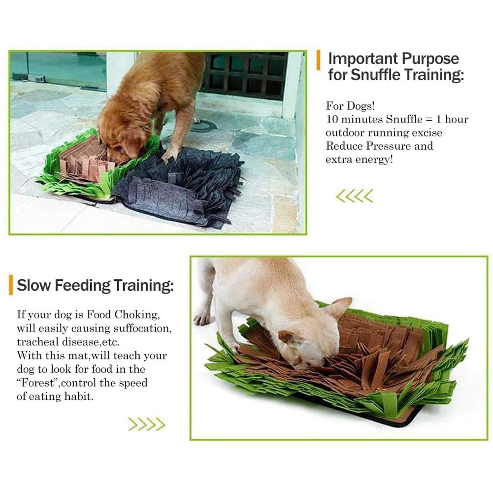 Interactive Pet Snuffle Mat for Dogs & Cats - Slow Feeding Puzzle Toy with Nosework Training Blanket - Encourages Natural Foraging Skills (Green) - Perfect for Mealtime Enrichment & Mental Stimulation