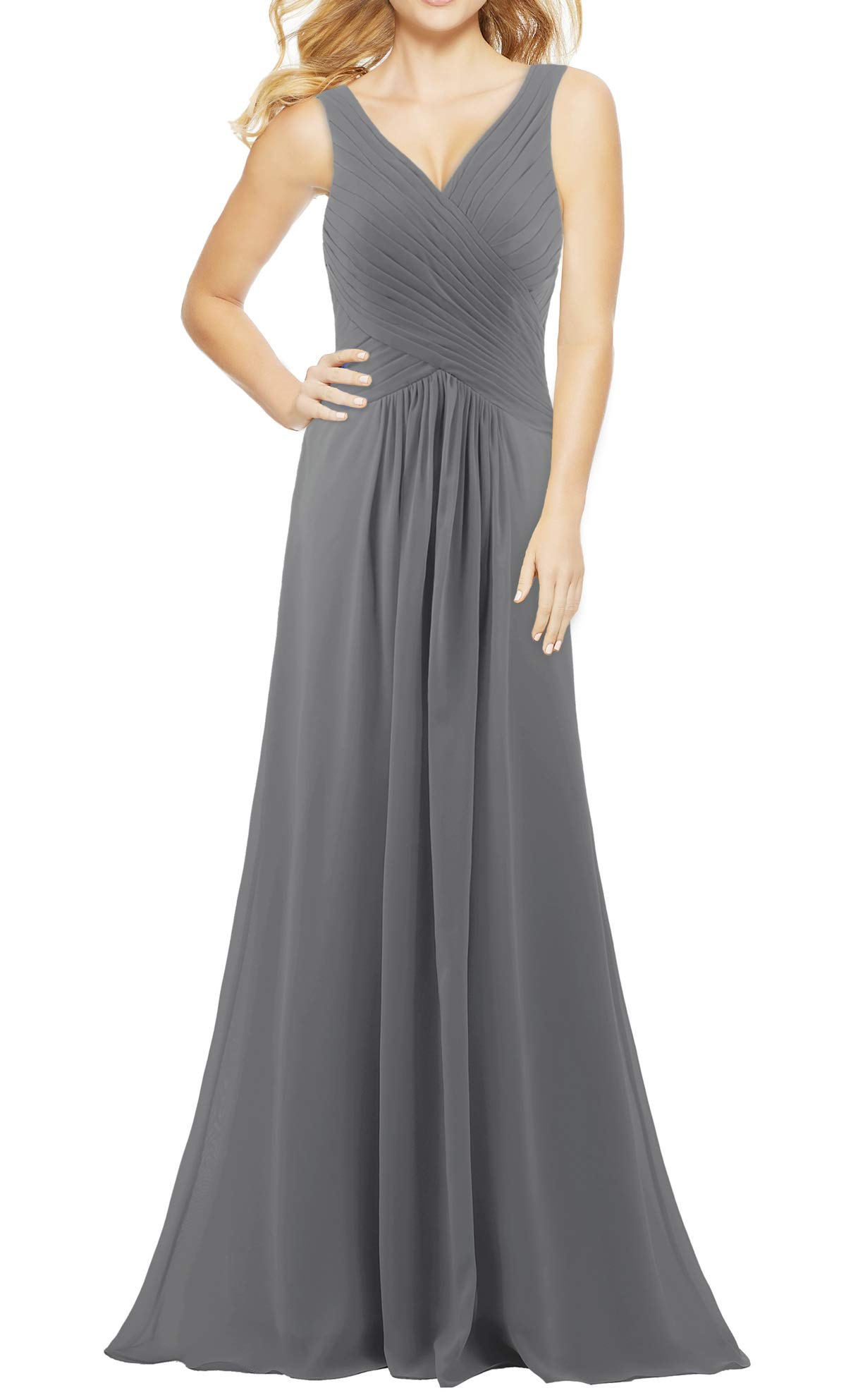 Elegant Women's V-Neck Sleeveless Long Bridesmaid Dress for Wedding Guest, Evening Party & Formal Occasions | Fall 2023 Collection | Perfect for Bridal Showers, Galas & Special Events