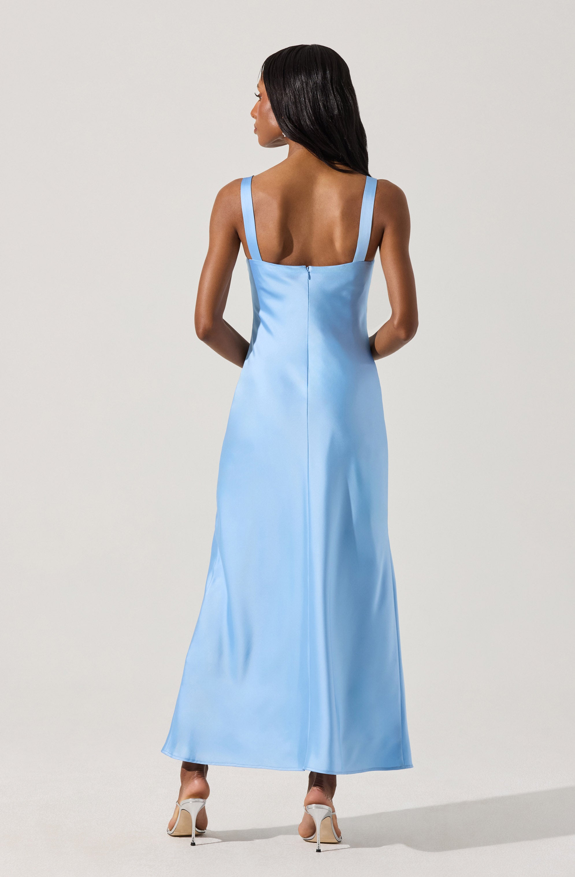 Elegant Stacie Satin Maxi Dress for Women - Flowy Long Evening Gown with Slit - Perfect for Weddings, Parties & Special Occasions