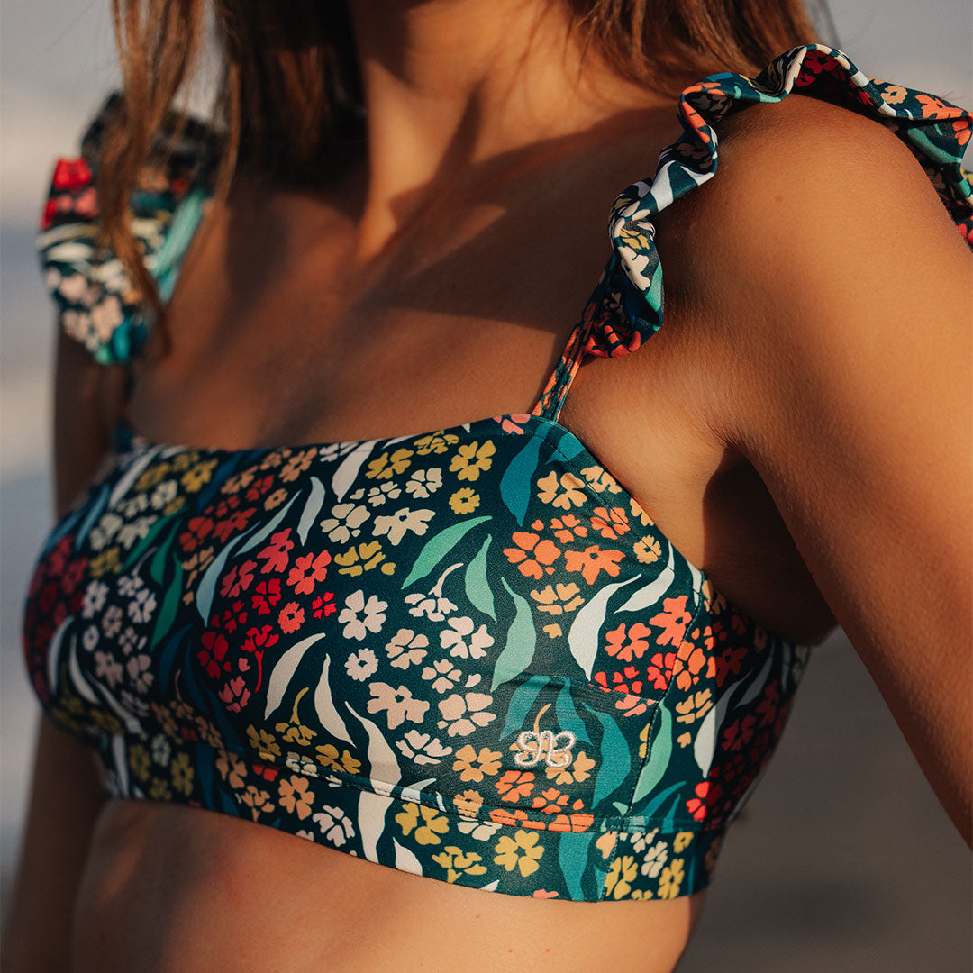 Costa Floral Bella Crop Top for Women - Summer Floral Print Short Sleeve Shirt - Perfect for Beach, Vacation & Casual Outfits