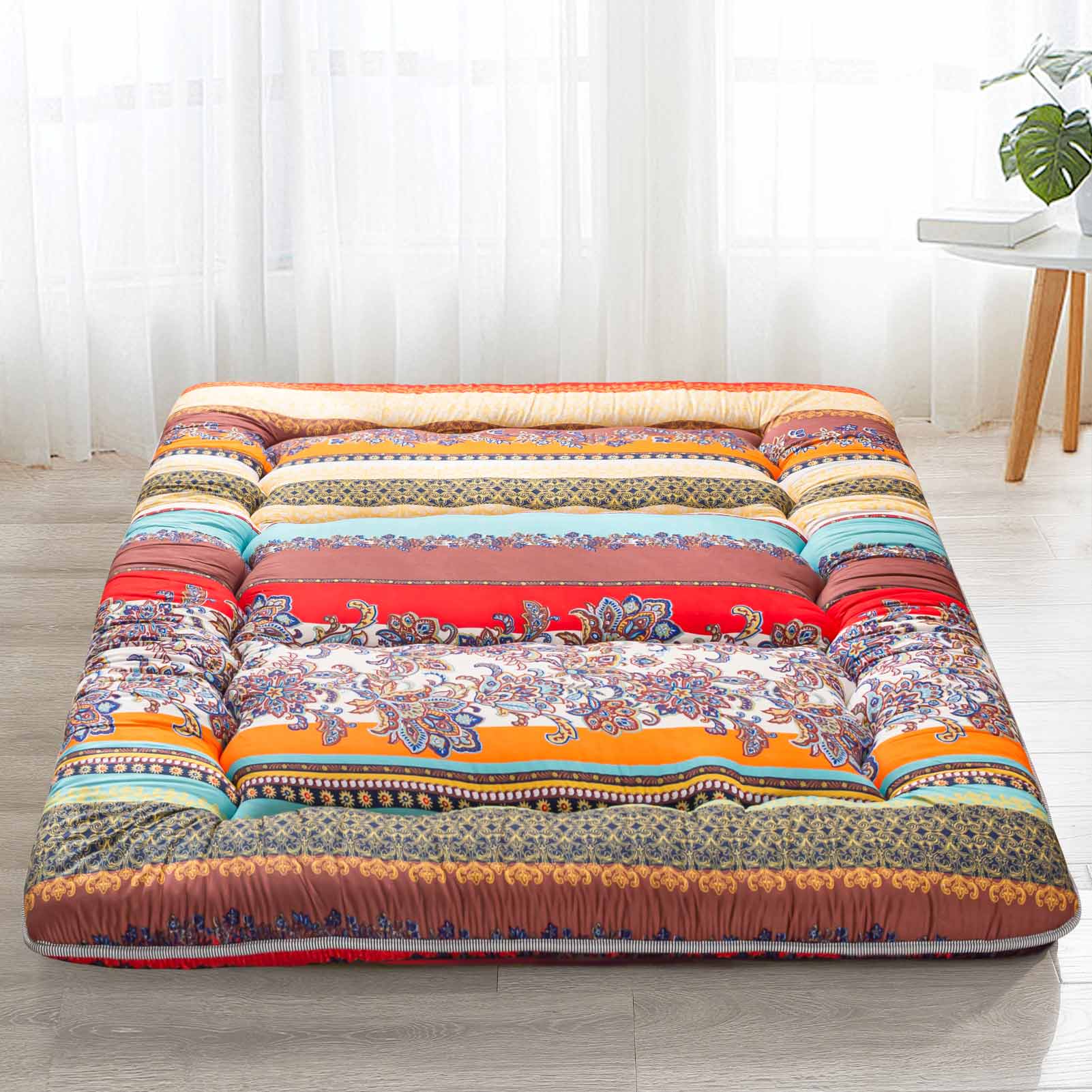 MAXYOYO Japanese Bohemian Style Floor Futon Mattress - Comfortable & Portable for Guest Beds, Camping, Yoga & Meditation | Eco-Friendly Home Decor