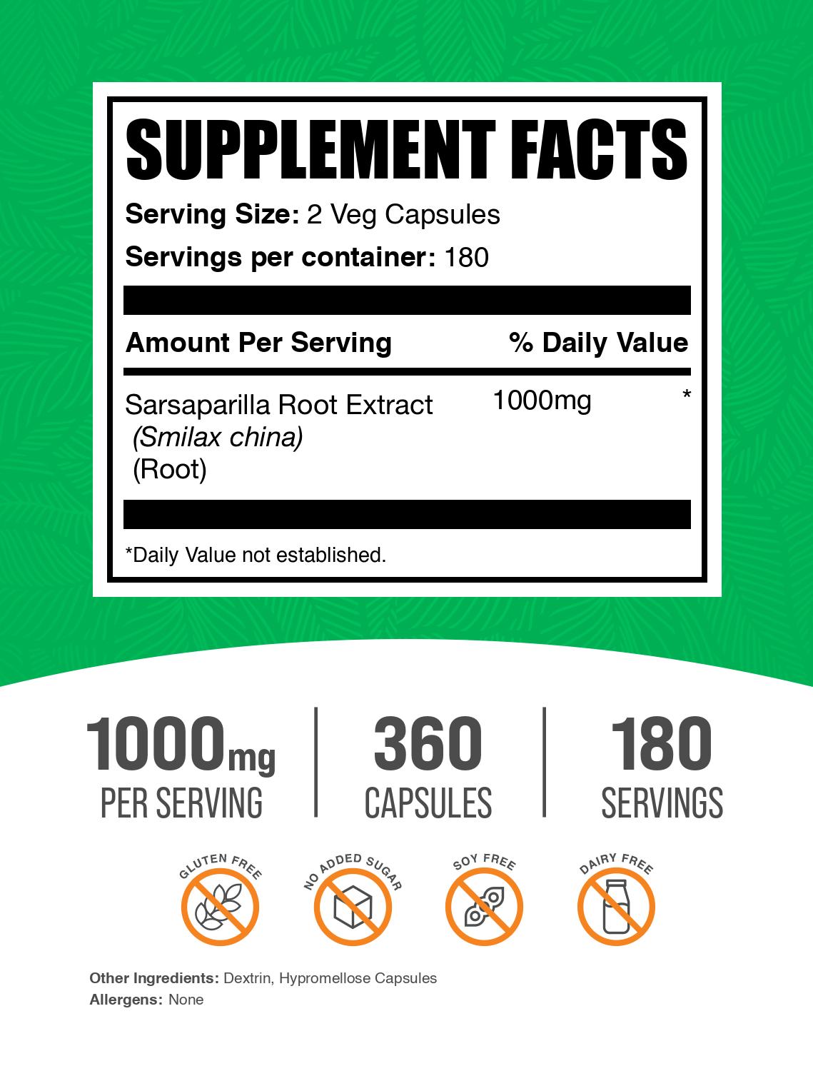 Organic Sarsaparilla Root Extract Capsules 1000mg - Natural Herbal Supplement for Detox & Immune Support - Vegan, Non-GMO, Gluten-Free - Supports Liver Health & Hormonal Balance - Perfect for Daily Wellness & Detox Routines