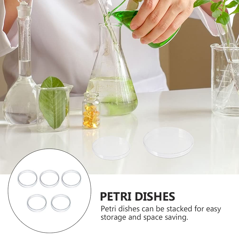 5pcs High Borosilicate Glass Petri Dishes with Lids - 90mm Diameter for Cell Culture, Microbiology, School Science Projects & Lab Experiments - Ideal for Bacteria Growth, Plant Tissue Studies & Classroom STEM Activities