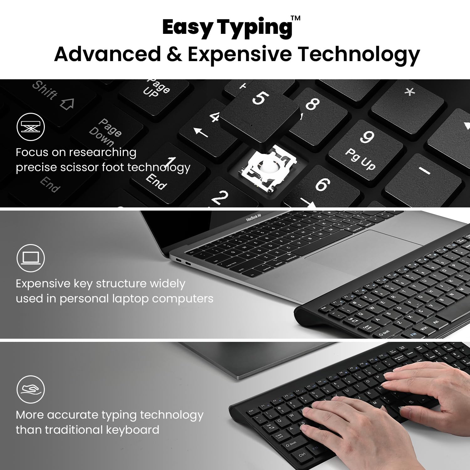 Cimetech EasyTyping KF10 Wireless Keyboard and Mouse Combo - Silent Scissor Switch Keys, Ultra Slim Design, Plug & Play for PC/Laptop/Mac/Windows - Black | Perfect for Office, Home & Gaming Use