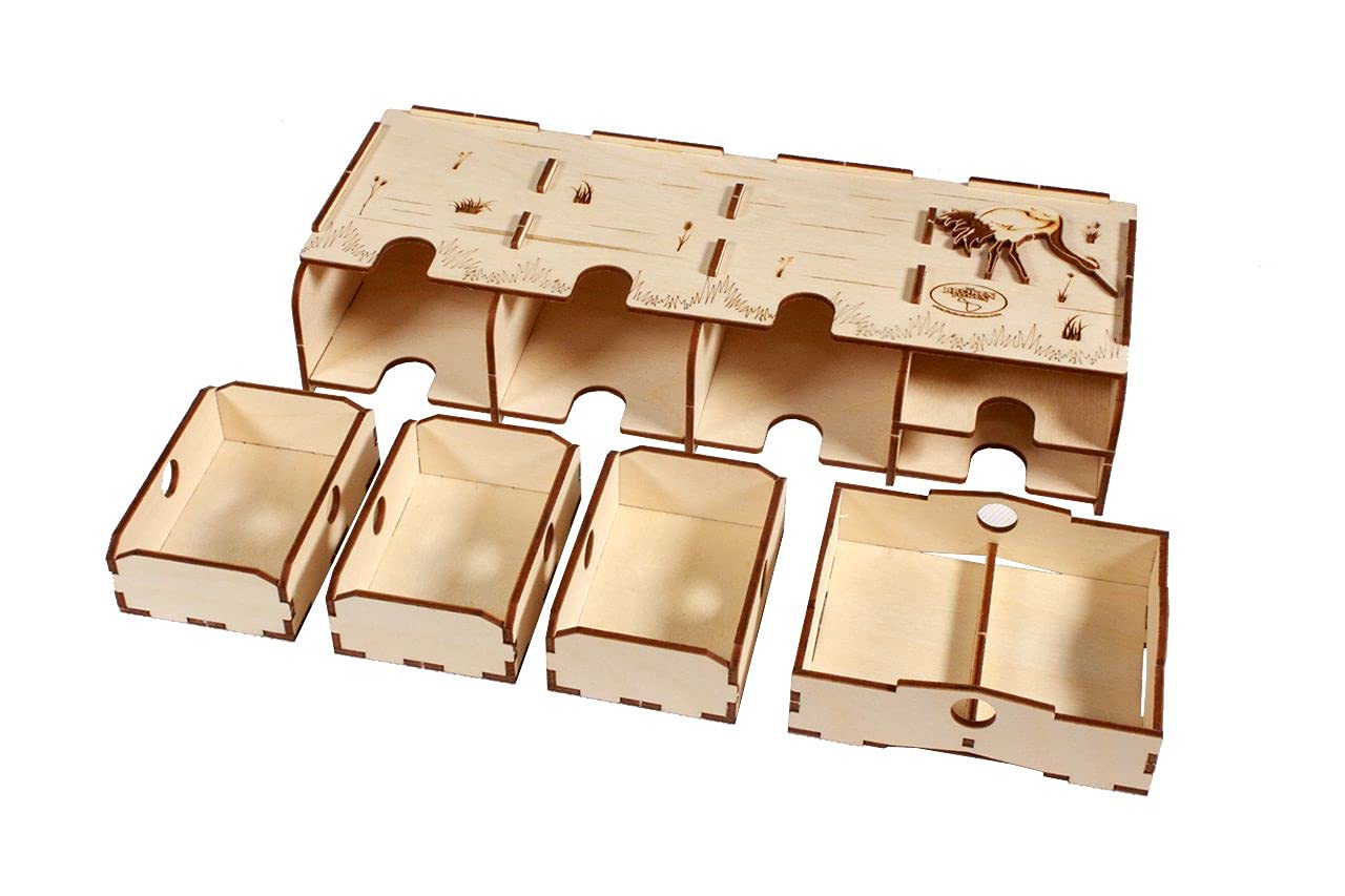 The Broken Token Wingspan Oceania Expansion Organizer - Premium Wooden Game Storage Box with Multiple Trays for Enhanced Gameplay Experience