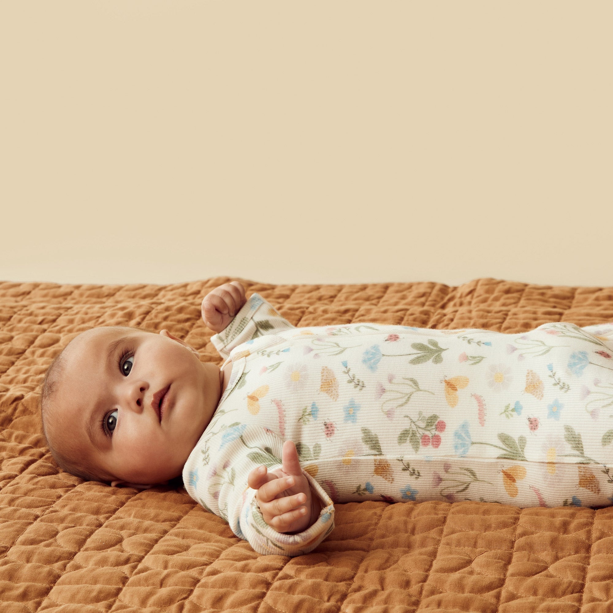 Blooming Bliss Organic Baby Rib Zipsuit with Feet - Soft & Cozy One-Piece Pajamas for Newborns & Infants - Perfect for Sleepwear, Playtime & Everyday Comfort