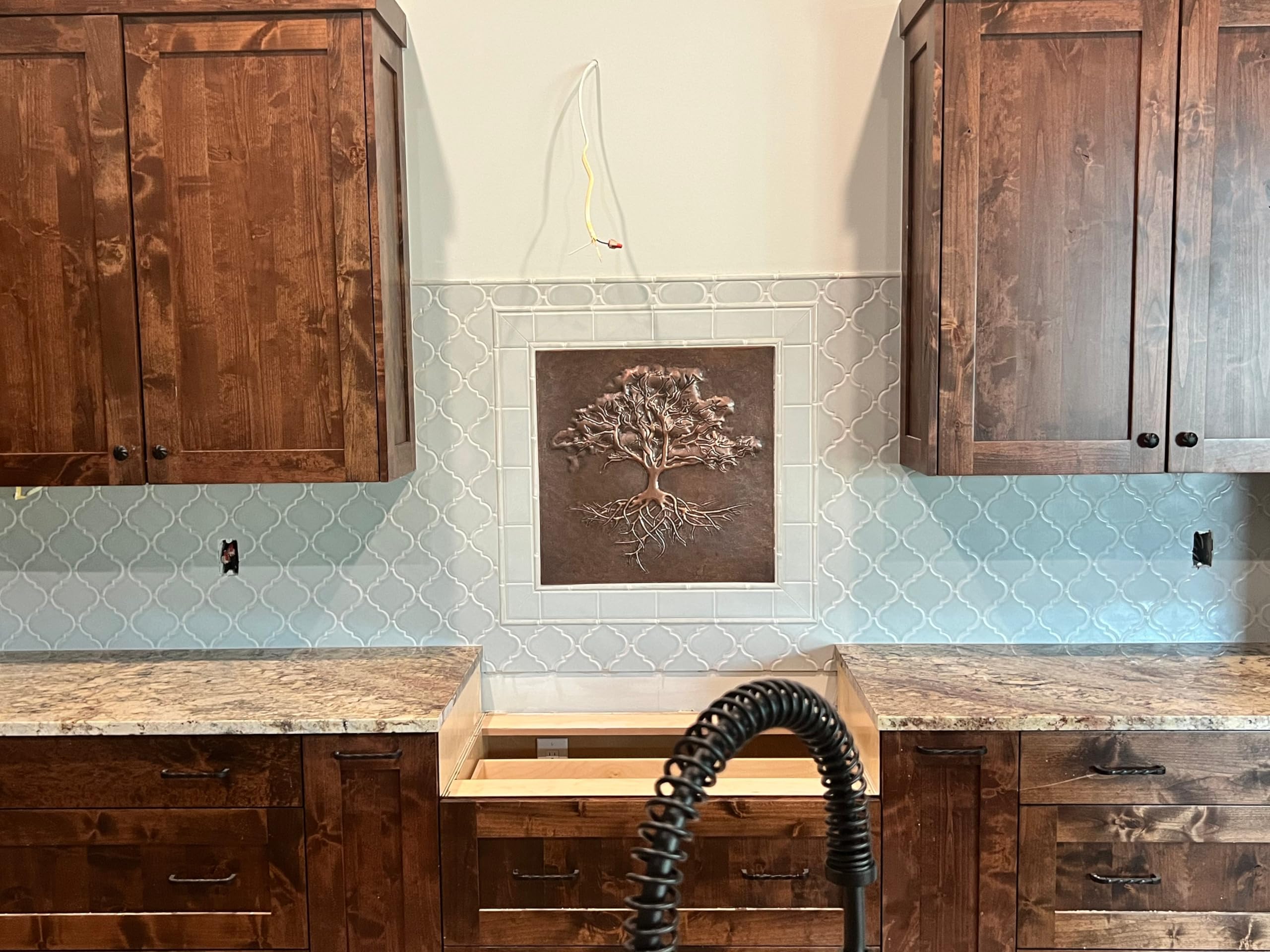 Handmade Copper Backsplash Tile - Tree with Roots Design, Custom Kitchen Backsplash Panel for Indoor & Outdoor Wall Decor (Brown) | Perfect for Farmhouse, Rustic, and Modern Home Decor