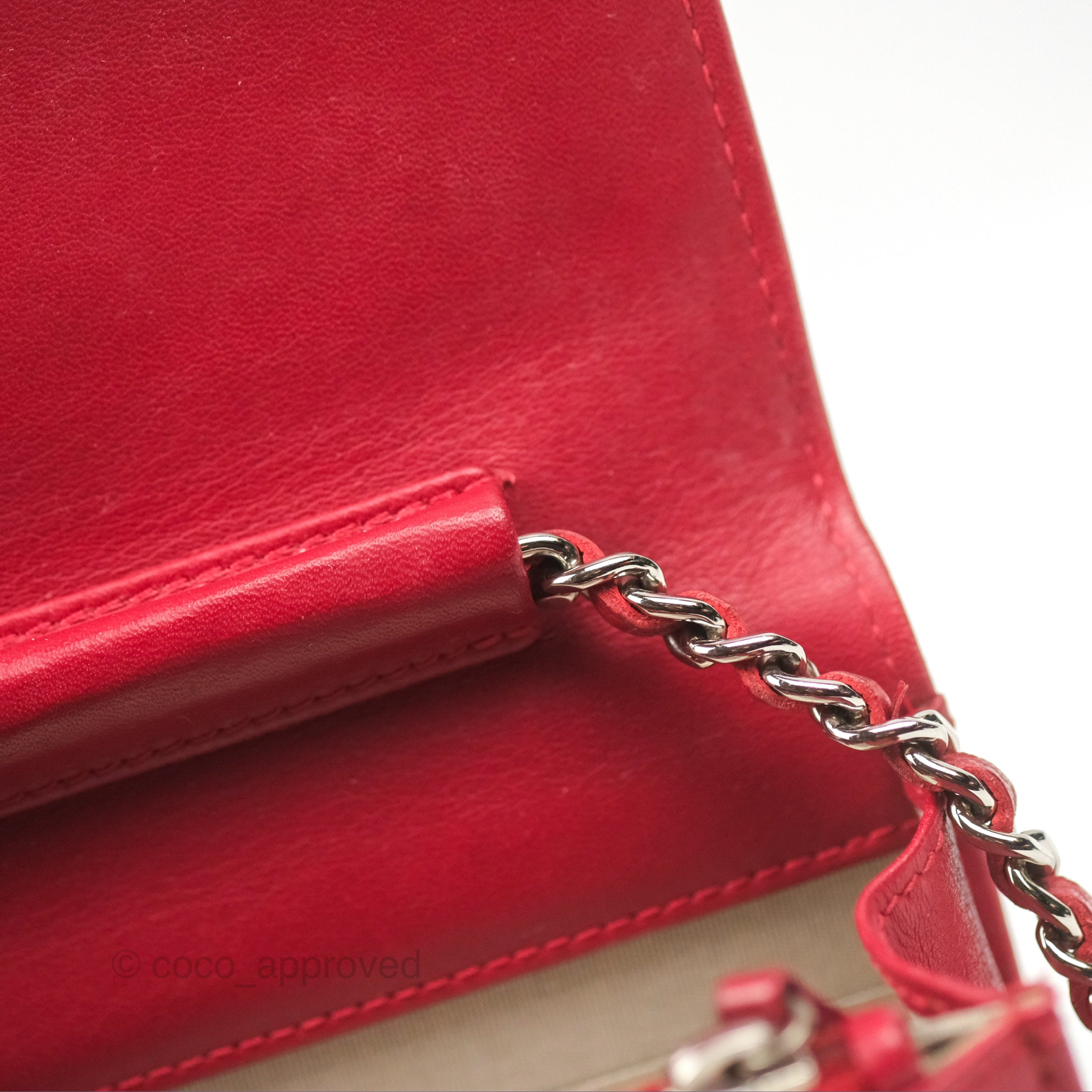 Chanel CC Wallet On Chain WOC Crossbody Bag - Red Caviar Leather with Silver Hardware | Perfect for Evening Events, Parties & Date Nights