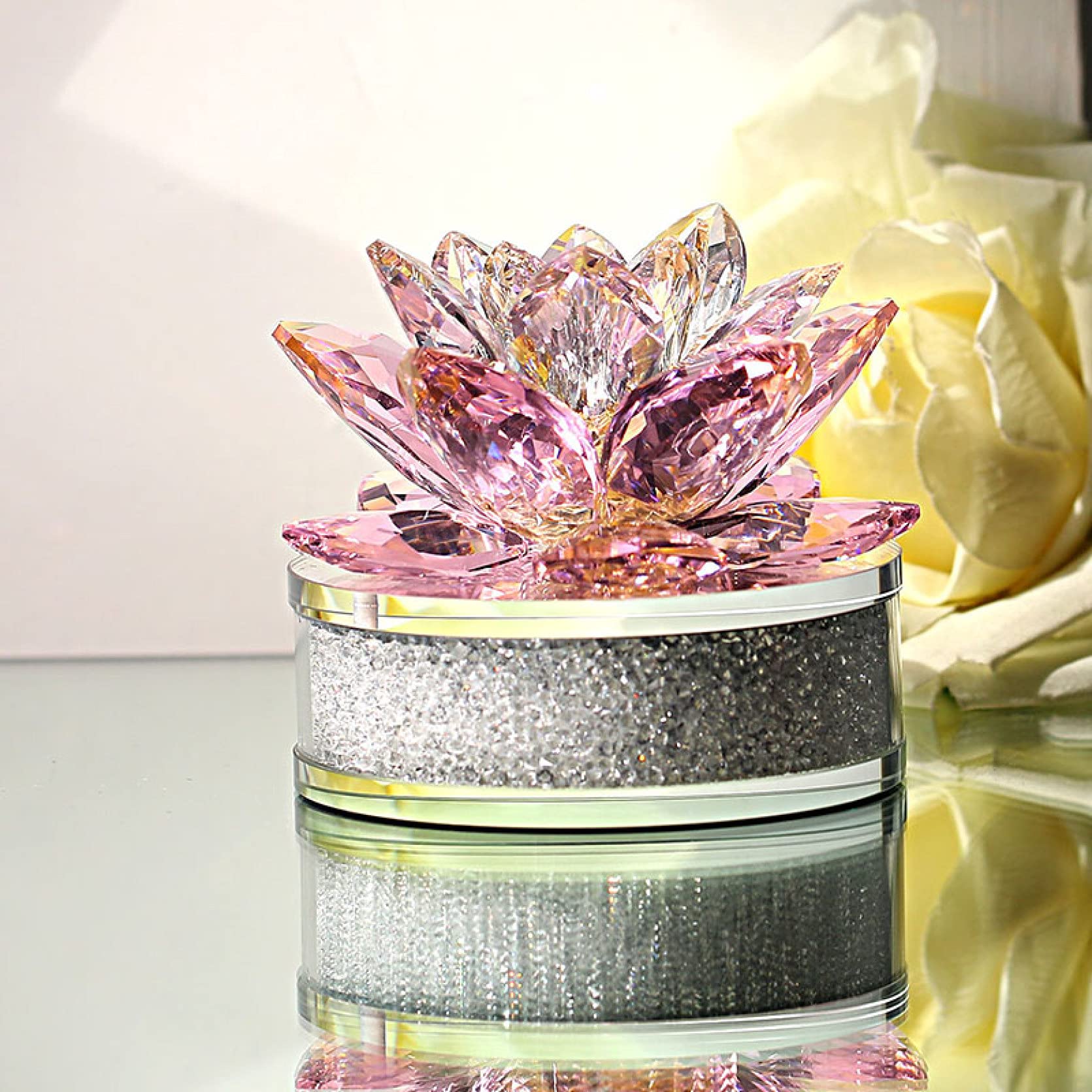 Sparkling Crystal Lotus Flower Figurine - Elegant Home Decor, Paperweight & Collectible Gift for Women, Mom, Girls | Perfect for Valentine's Day, Wedding Party Favors & Meditation Spaces