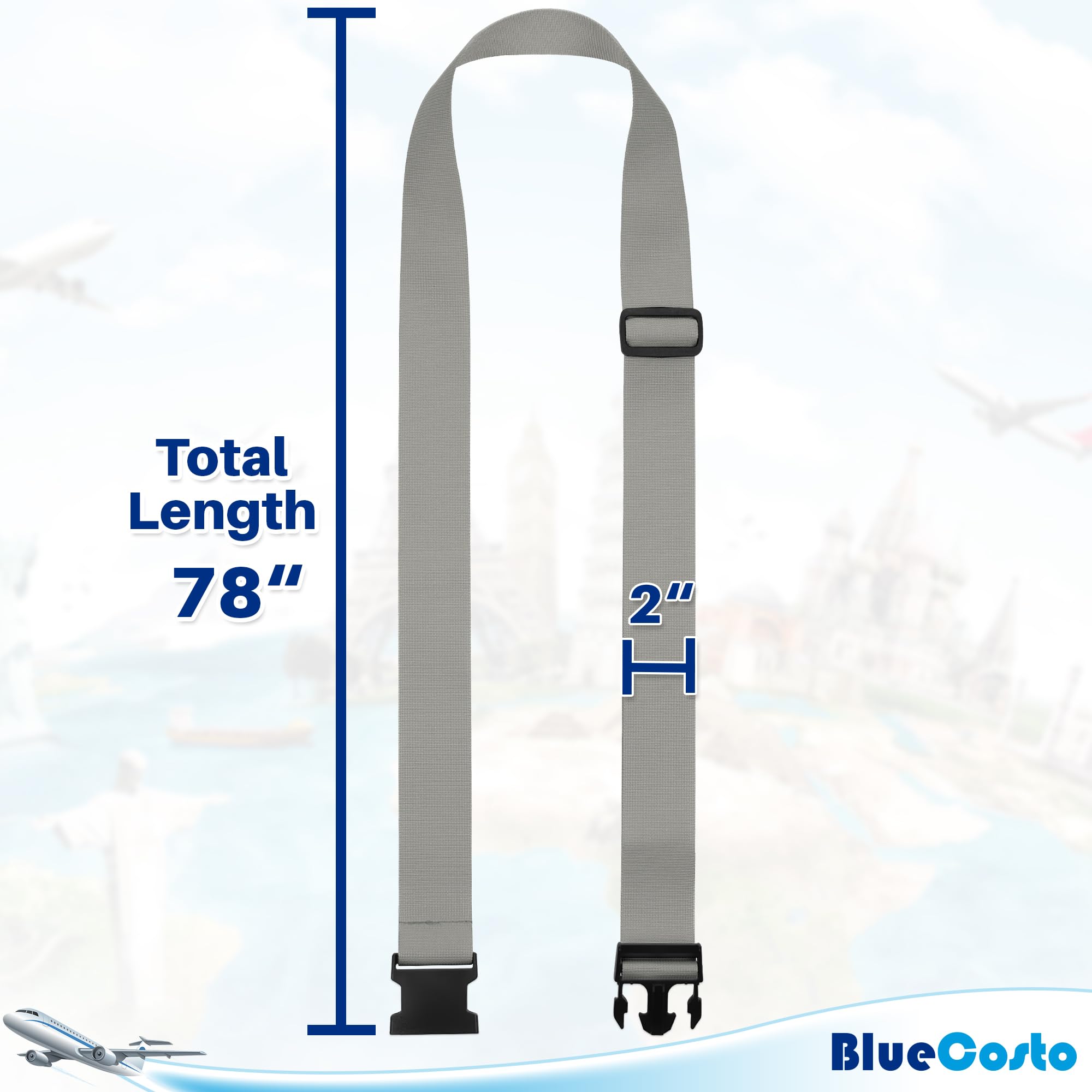 Premium Nylon Luggage Straps for Suitcases - Heavy-Duty Adjustable Security Belts (46