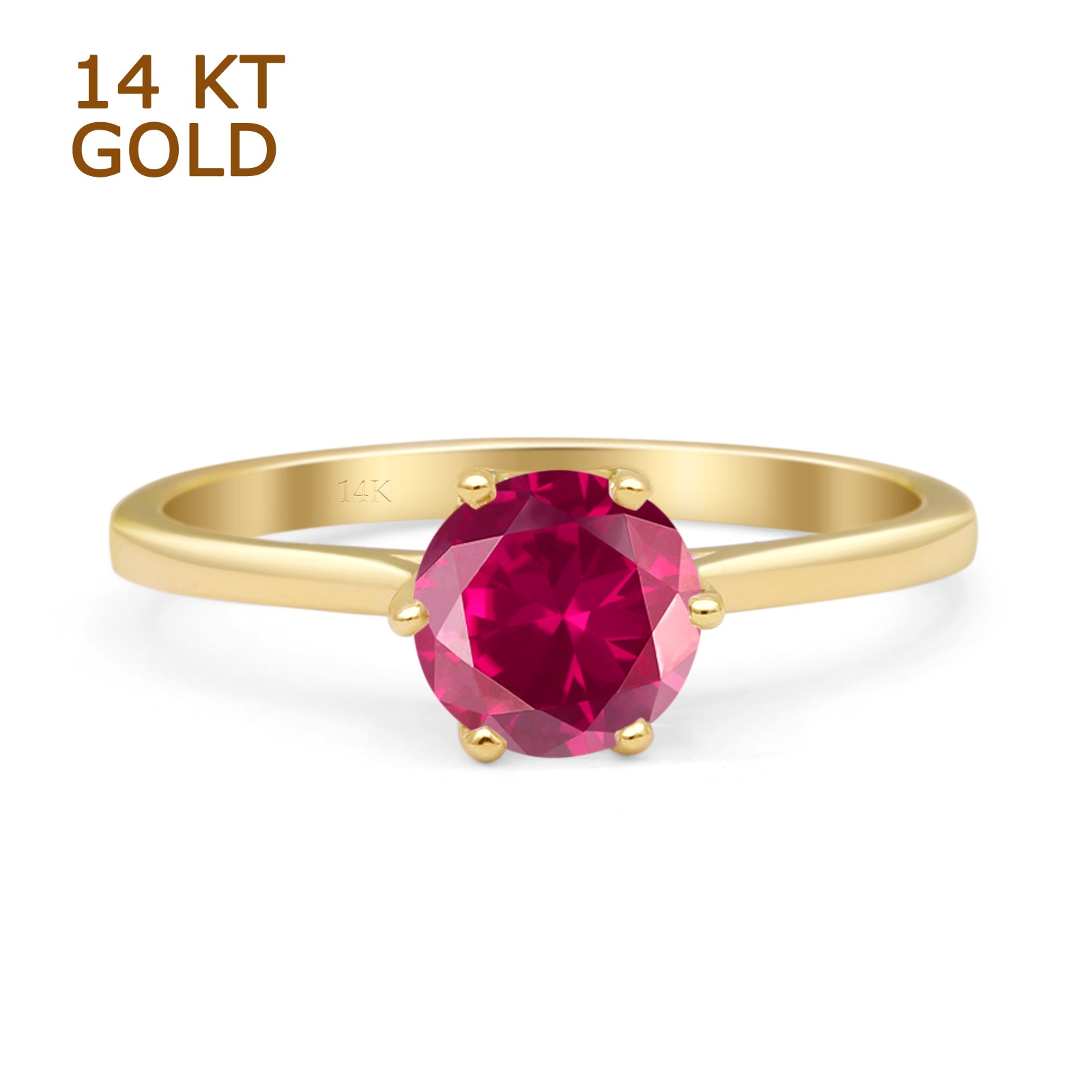 Ruby CZ 14K Yellow Gold