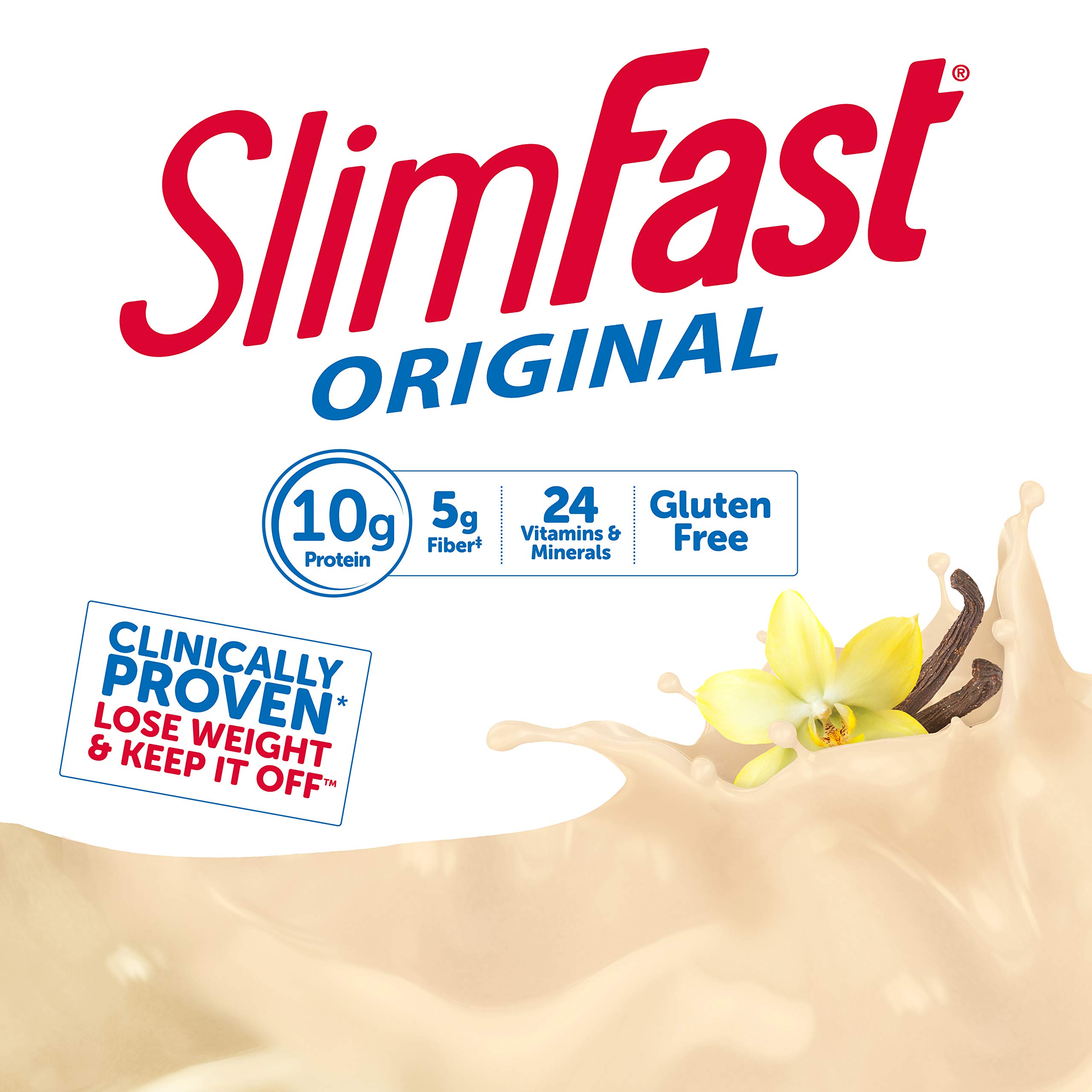 Slim Fast Original Weight Loss Meal Replacement Shakes - French Vanilla, 20 Count - High Protein (10g) & Fiber (4g) with 24 Vitamins & Minerals - Perfect for Busy Professionals, Post-Workout Recovery & Healthy Weight Management