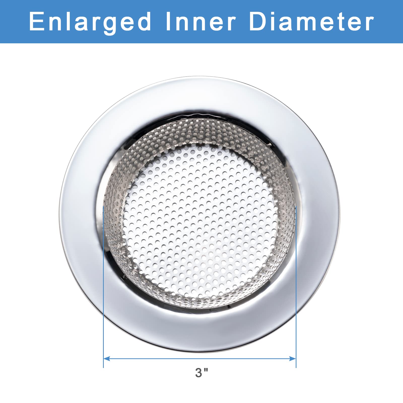 3-Pack Upgraded Double-Layer Kitchen Sink Strainer - 4.5 Inch Outer Diameter, Universal Fit for Most Sink Drains | Durable & Safe Design for Daily Dishwashing & Food Prep