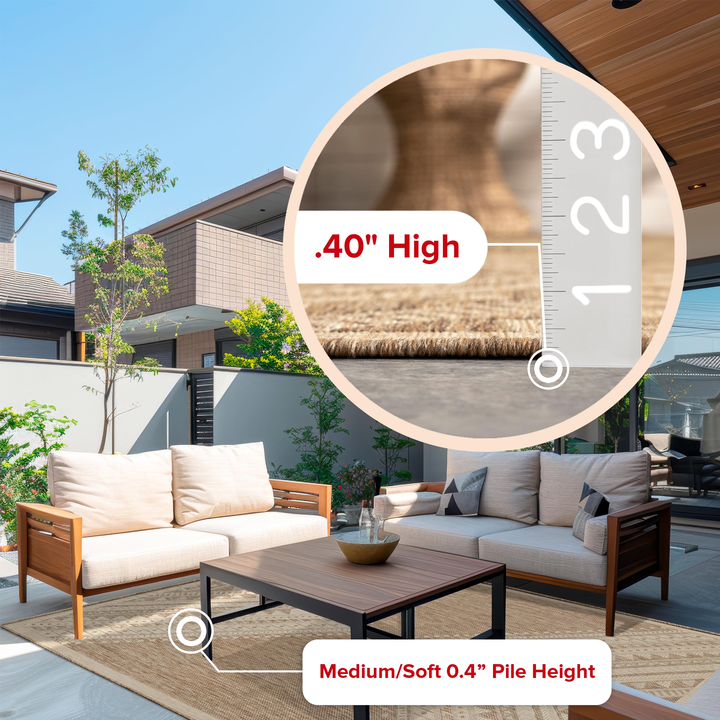 nuLOOM 5' x 8' Outdoor Performance Area Rug - Stain & Weather Resistant, High Traffic Patio & Balcony Rug in Landry Brown | Perfect for Outdoor Entertaining, Poolside Lounging & Garden Decor