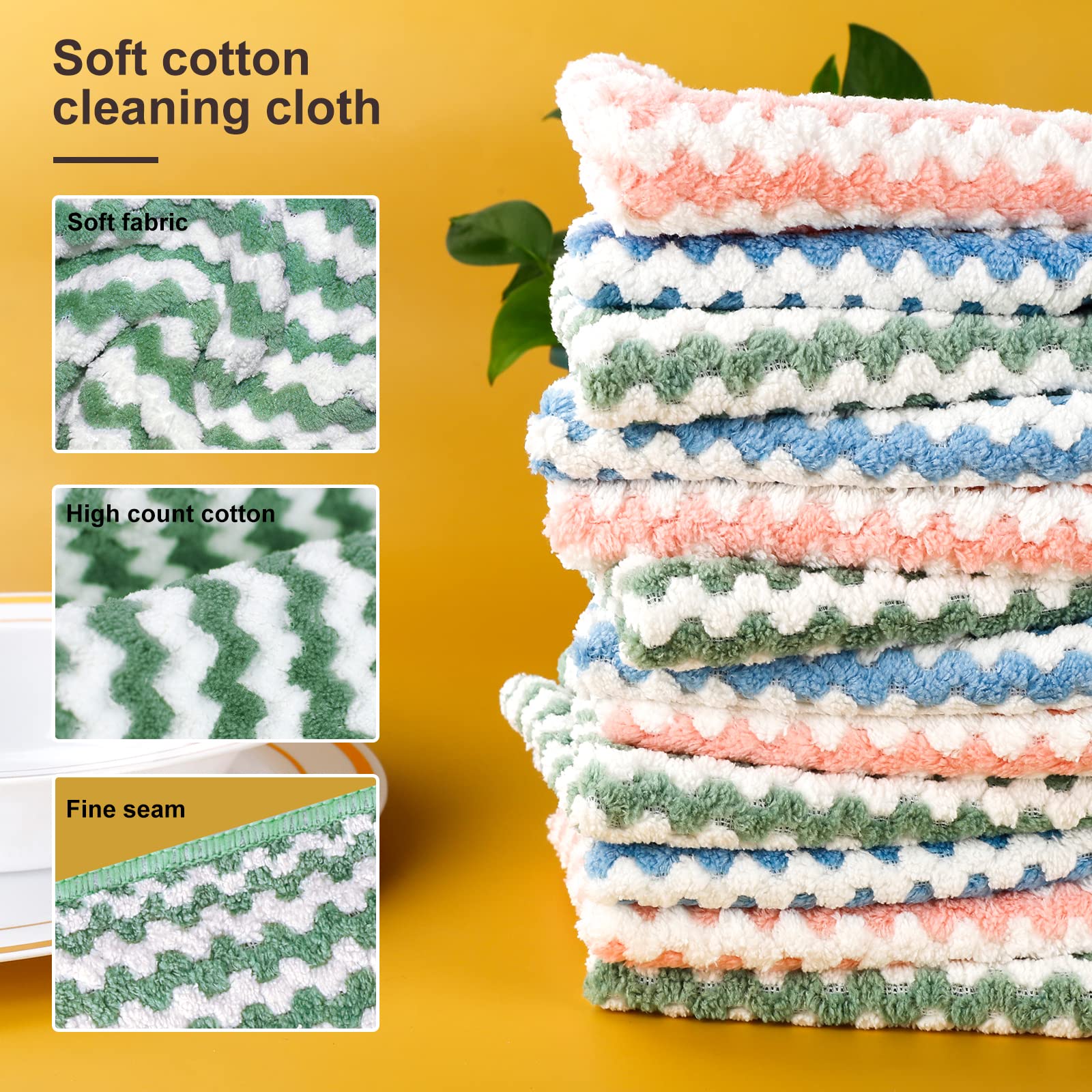 Premium Microfiber Cleaning Cloths - Super Absorbent Dish Towels & Kitchen Rags for Washing Dishes, Dusting, and Household Cleaning - Ideal for Kitchen, Bathroom, and Car Detailing