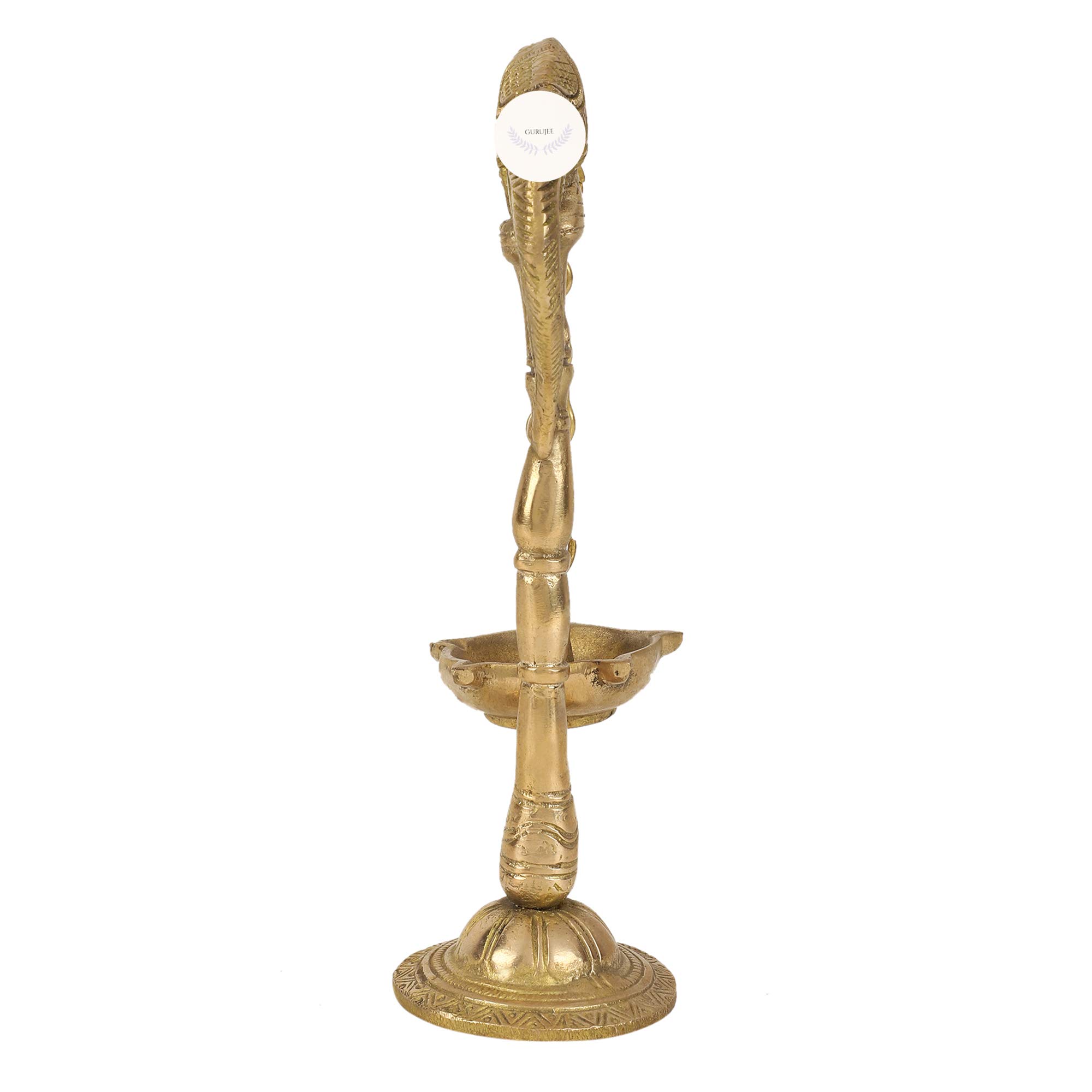 GURU JEE™ Brass Pooja Lamp - Handcrafted Parrot Design Oil Wick Diya for Hindu Worship | Religious Home Decor, Fengshui Gift & Spiritual Showpiece (Perfect for Puja Rituals, Temple Decor & Meditation Spaces)