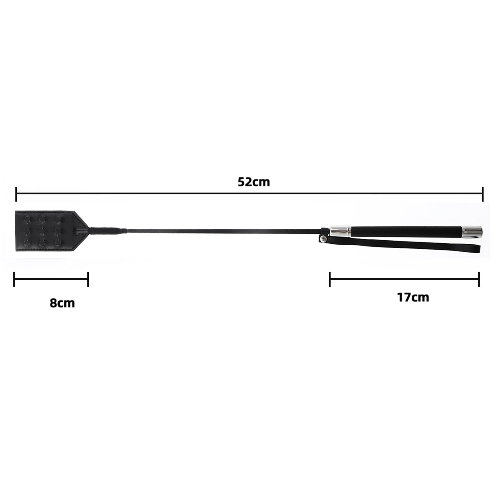 Black Spiked Leather SM Whip - Adult BDSM Toy for Couples Training, Sensation Play & Role Play - Perfect for Bondage, Spanking & Sensual Exploration